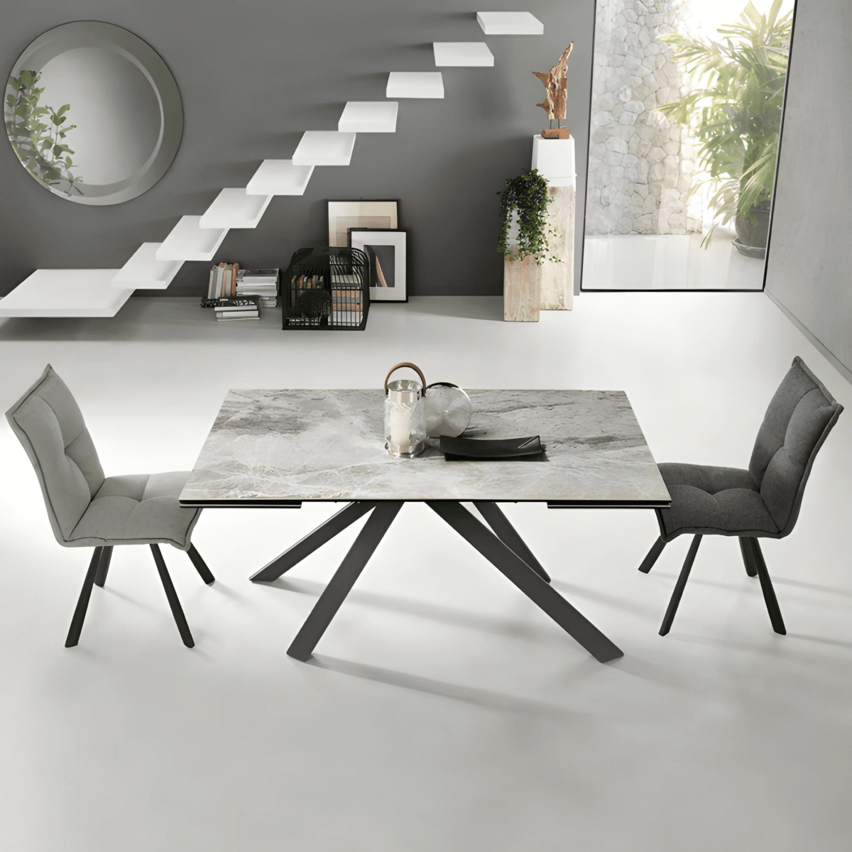 Tavolo allungabile moderno da pranzo "Caio" con piano in grès porcellanato - MondoViro