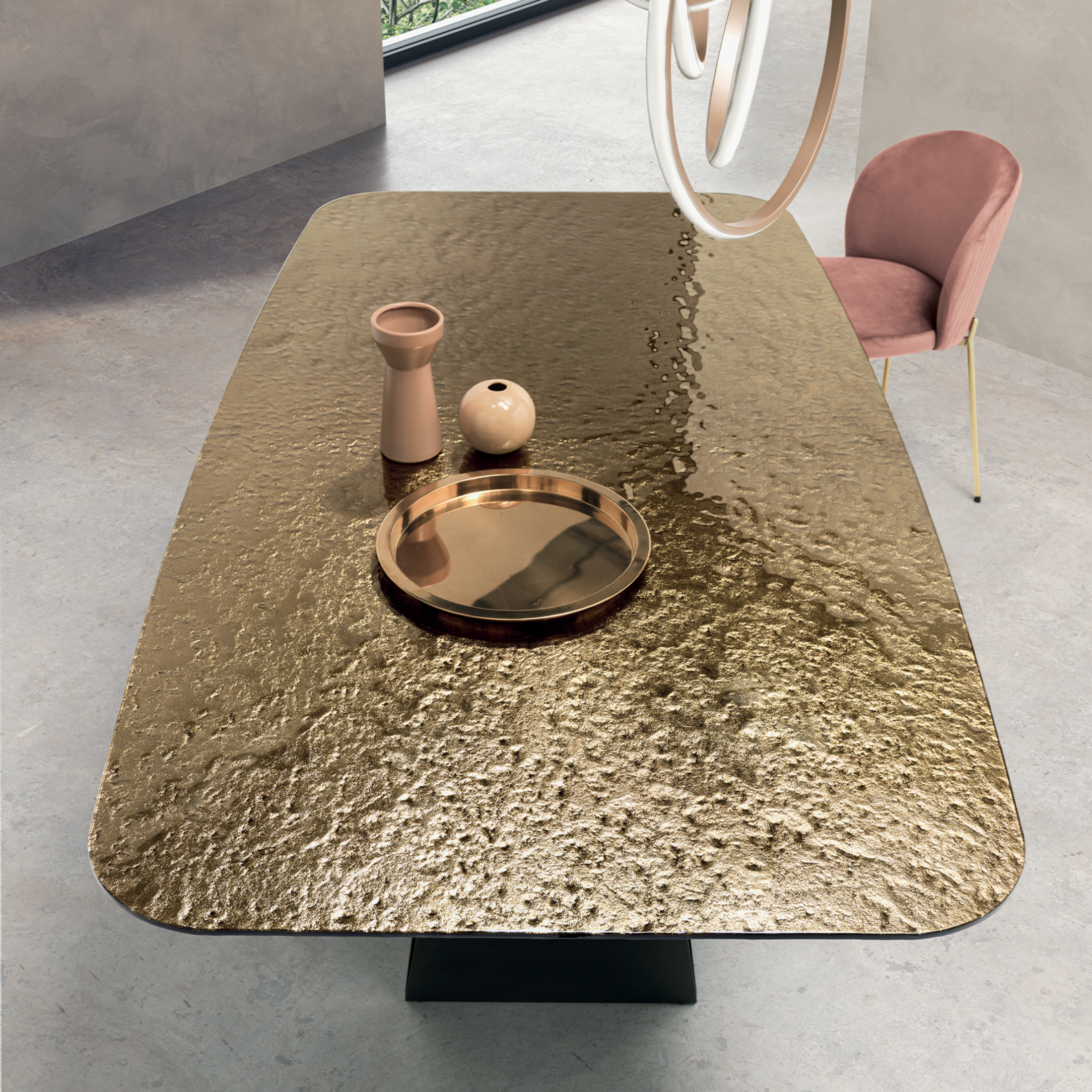 Tavolo fisso moderno "Karlito" con base in metallo verniciato cm 210x110 75h