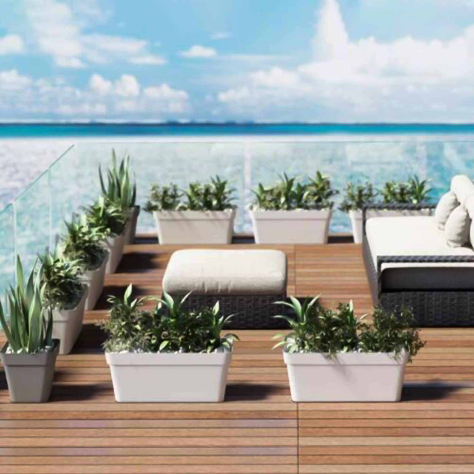 Vaso fioriera in plastica Atlanta per esterno con riserva d'acqua