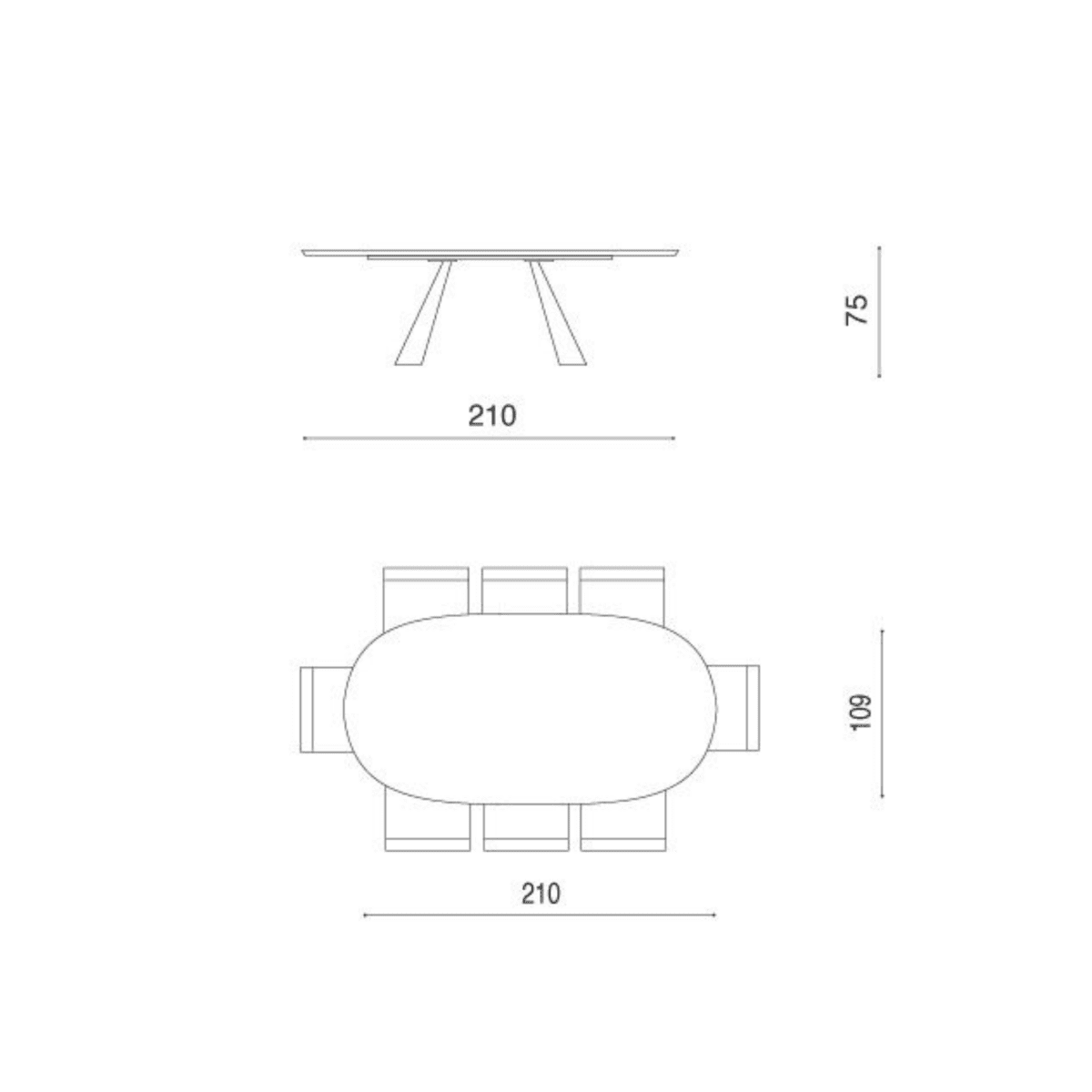 Tavolo fisso moderno da pranzo "Nargy" con base in metallo e piano in rovere cm 210x109 75h - MondoViro