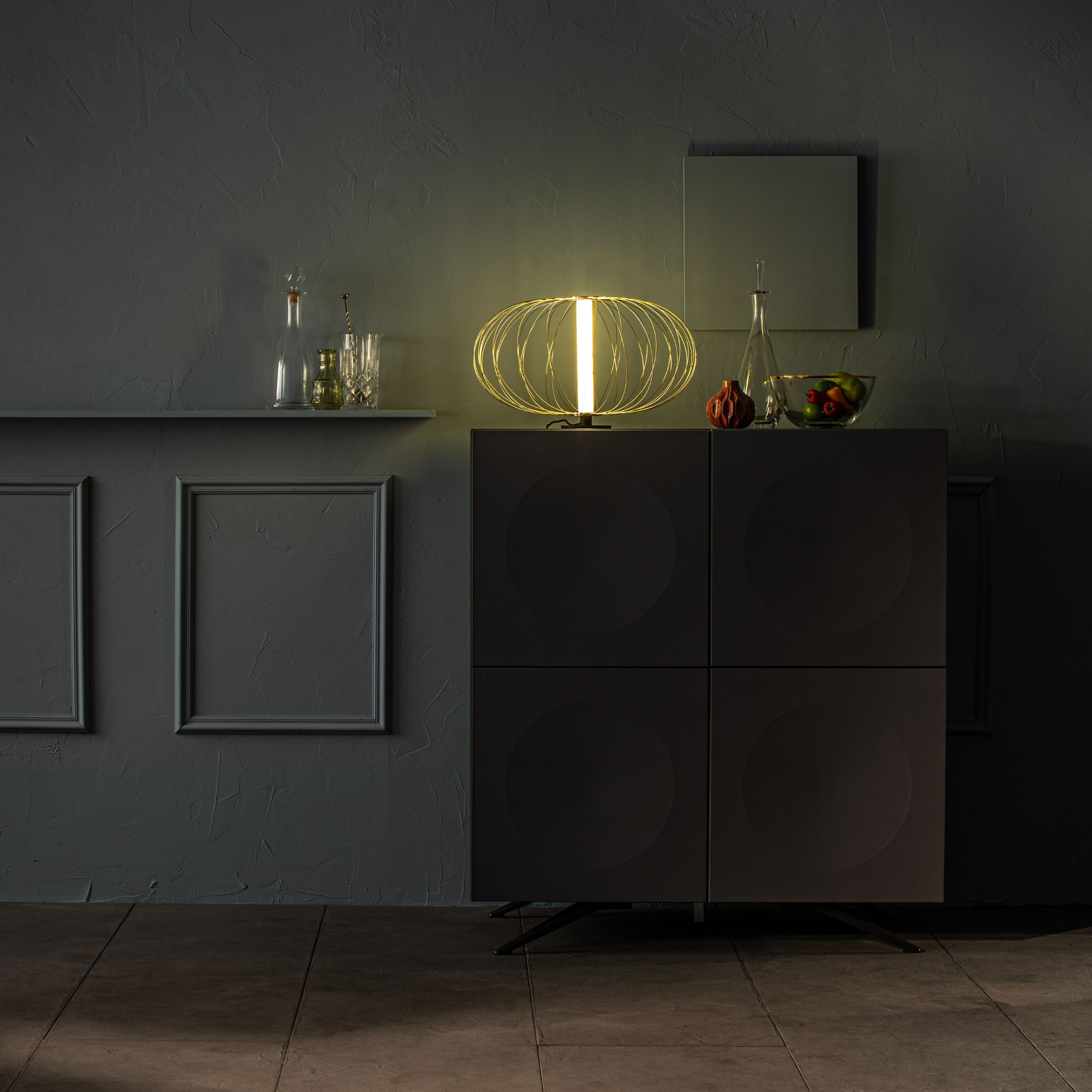 Lampada LED con paralume in acciaio "Jaula" da terra tavolo e sospesa