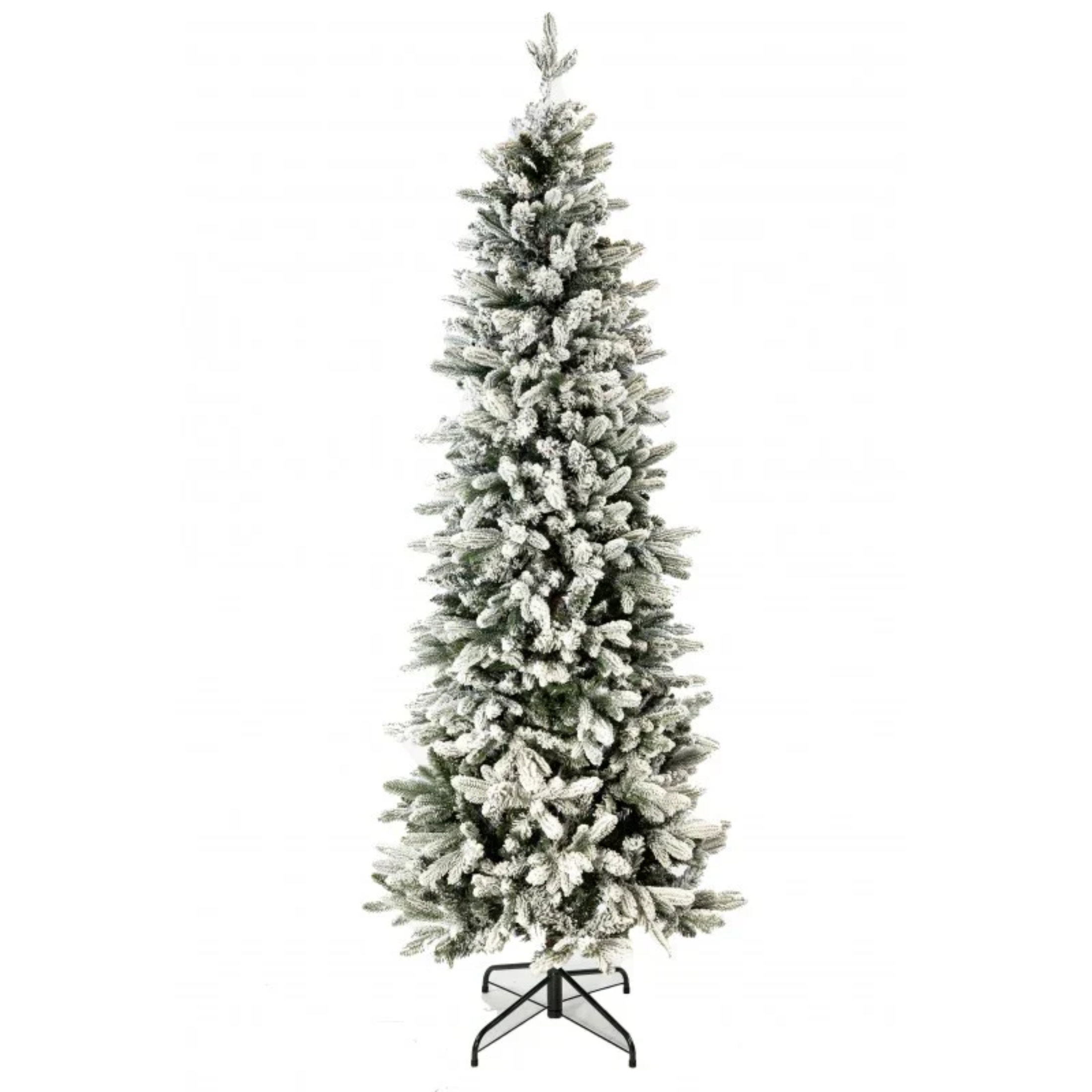Albero di Natale Slim innevato "Snowflake" in PE effetto real touch + PVC + flock