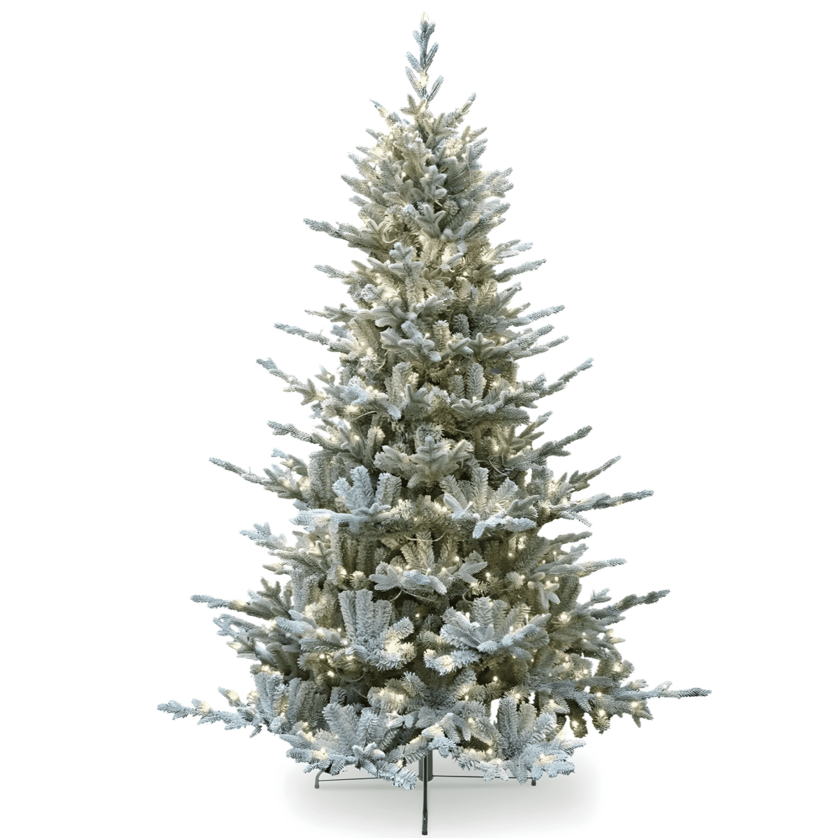 Albero di Natale innevato "Sistem flok" con micro led in PE effetto Real Touch + PVC + Flock - MondoViro