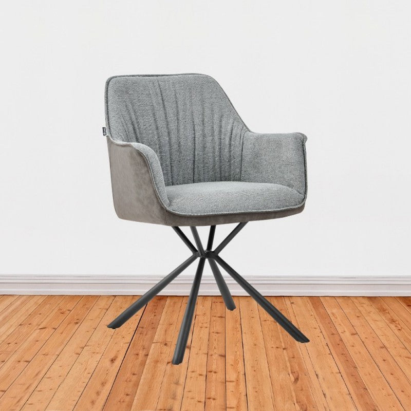 Set di sedie da pranzo "Comet" imbottite in tessuto ed ecopelle con gambe in metallo cm 60x62 83h