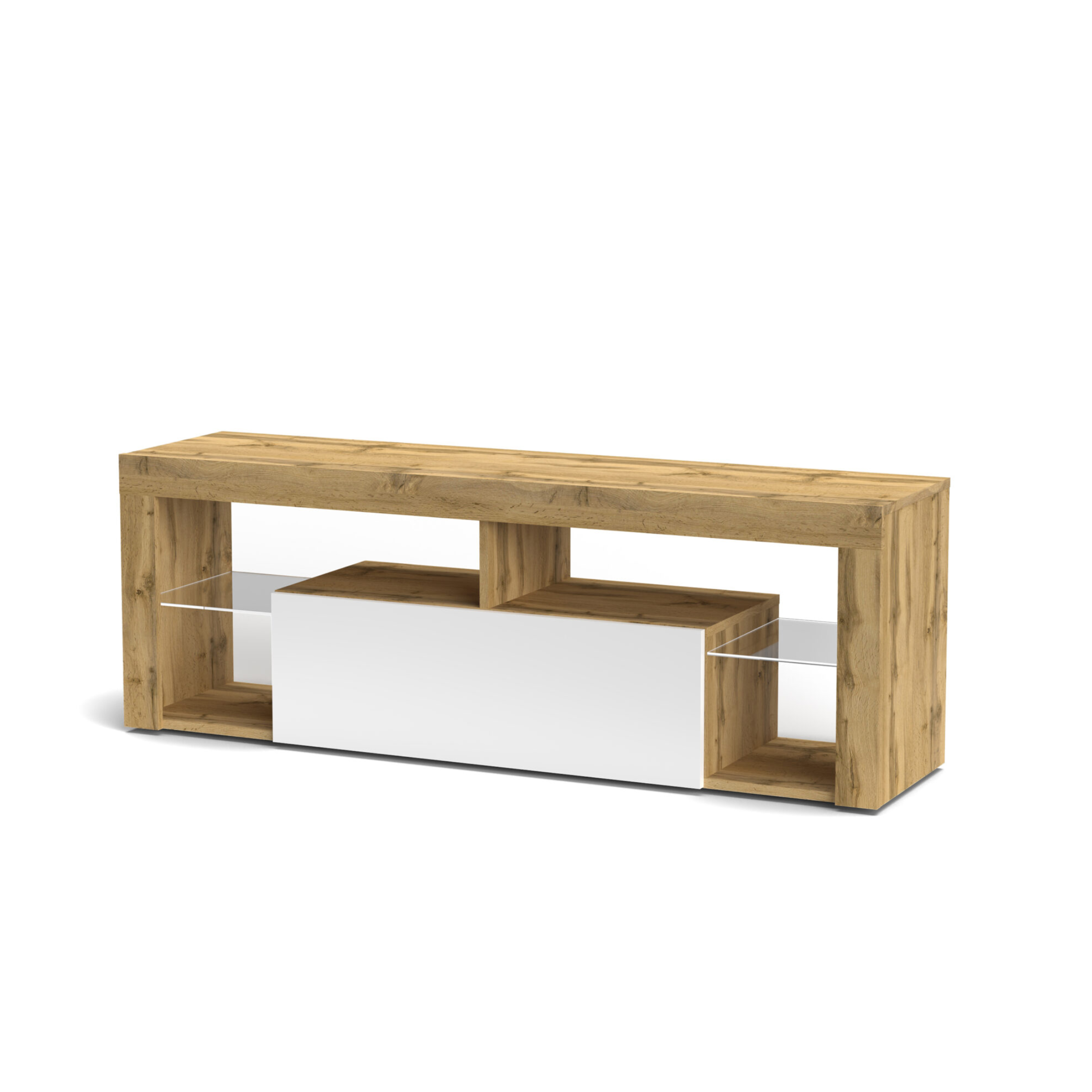 Mobile porta tv "Hugo" in legno rovere e bianco cm 140x35 50h