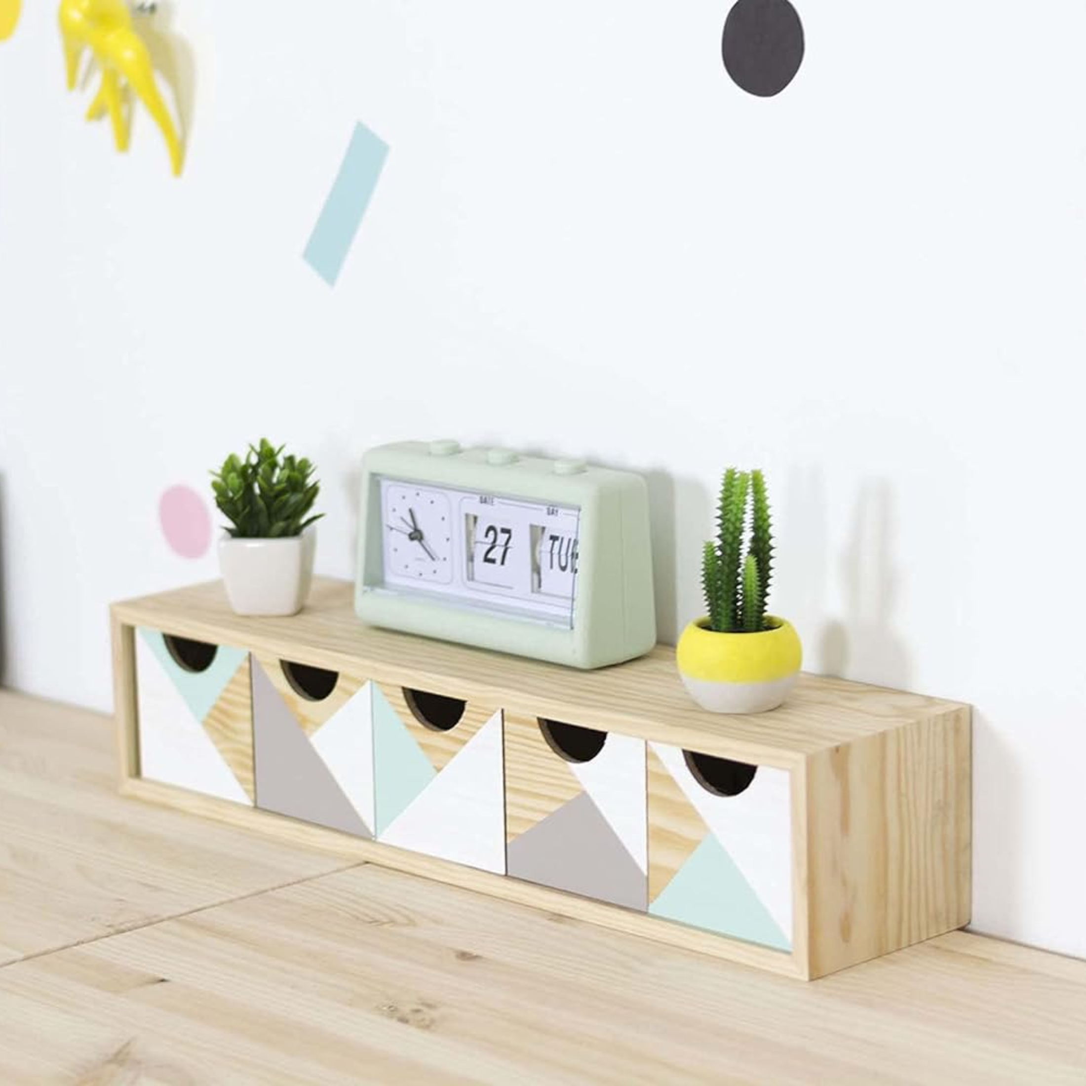 Cassettiera in legno naturale certificato "Mini5" con 5 cassetti cm 57x13 12h