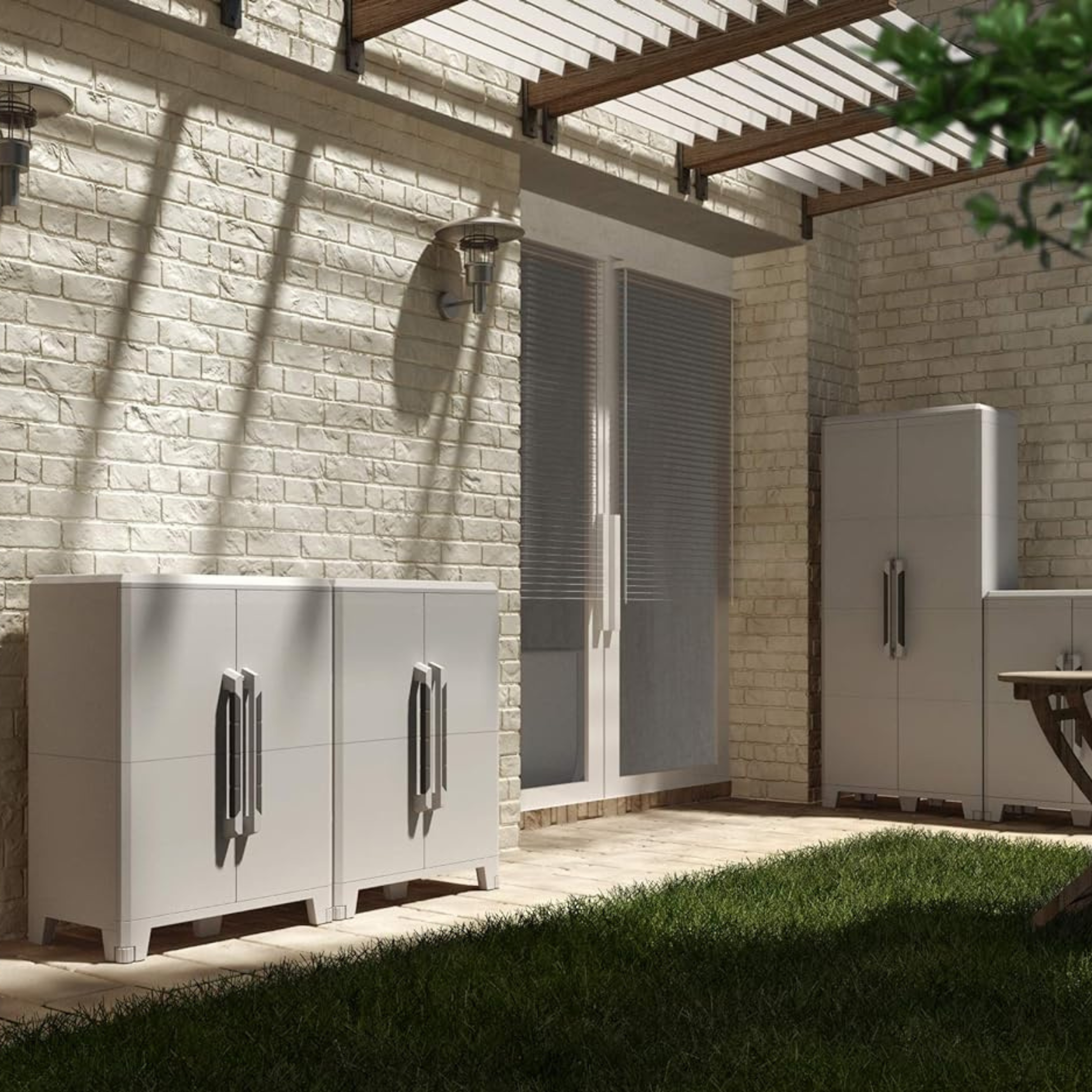 Armadio porta oggetti a 2 ante "Deva" in resina antiurto con ripiani