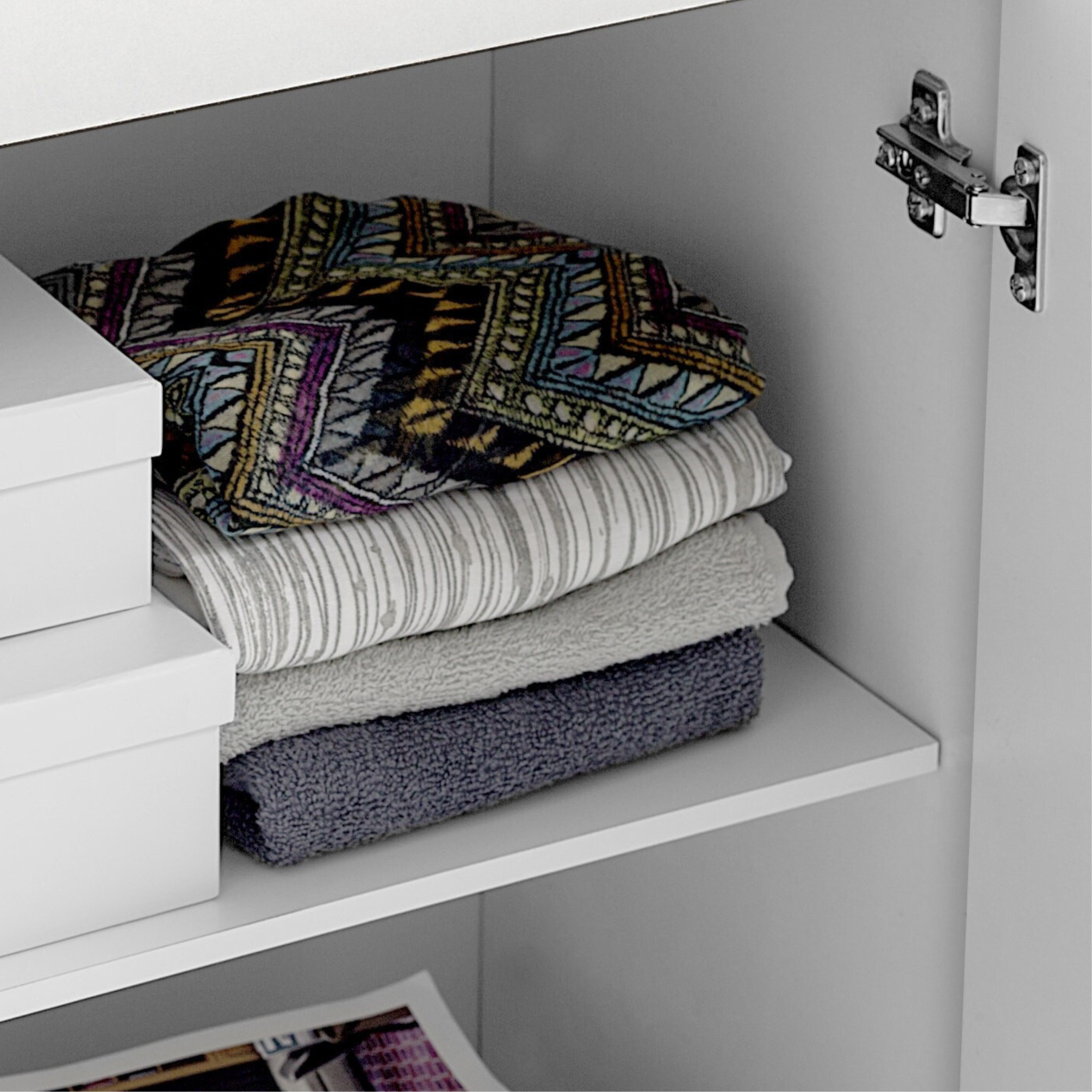 Mobile colonna multiuso a 1 anta "Ricla" in legno bianco laccato cm 31x34 183h