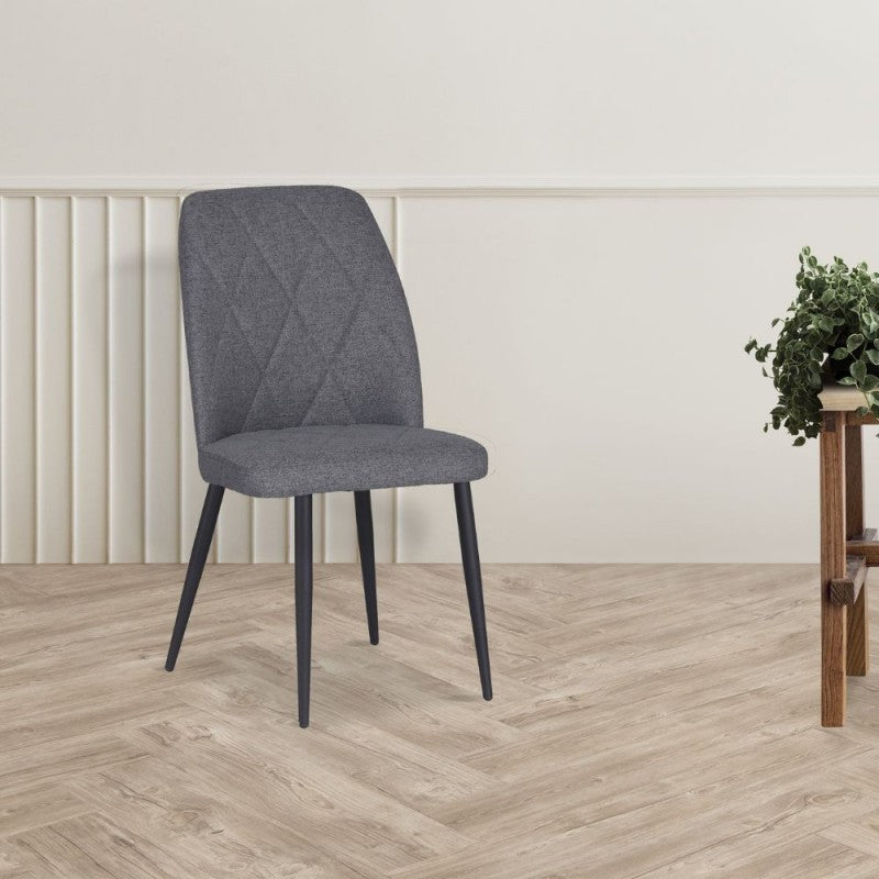 Set di sedie da pranzo "Vika" imbottite in tessuto con gambe in metallo nere cm 48x58 90h