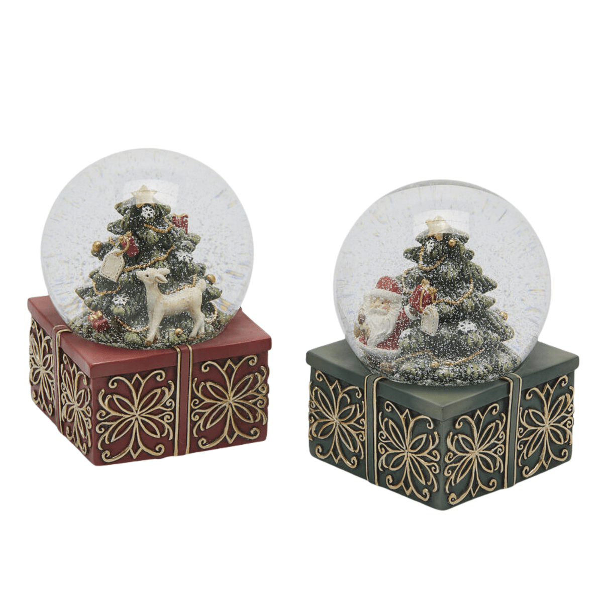 Carillon con sfera d'acqua con Babbo Natale e Renna, decorazione natalizia cm 9x14,5h - MondoViro
