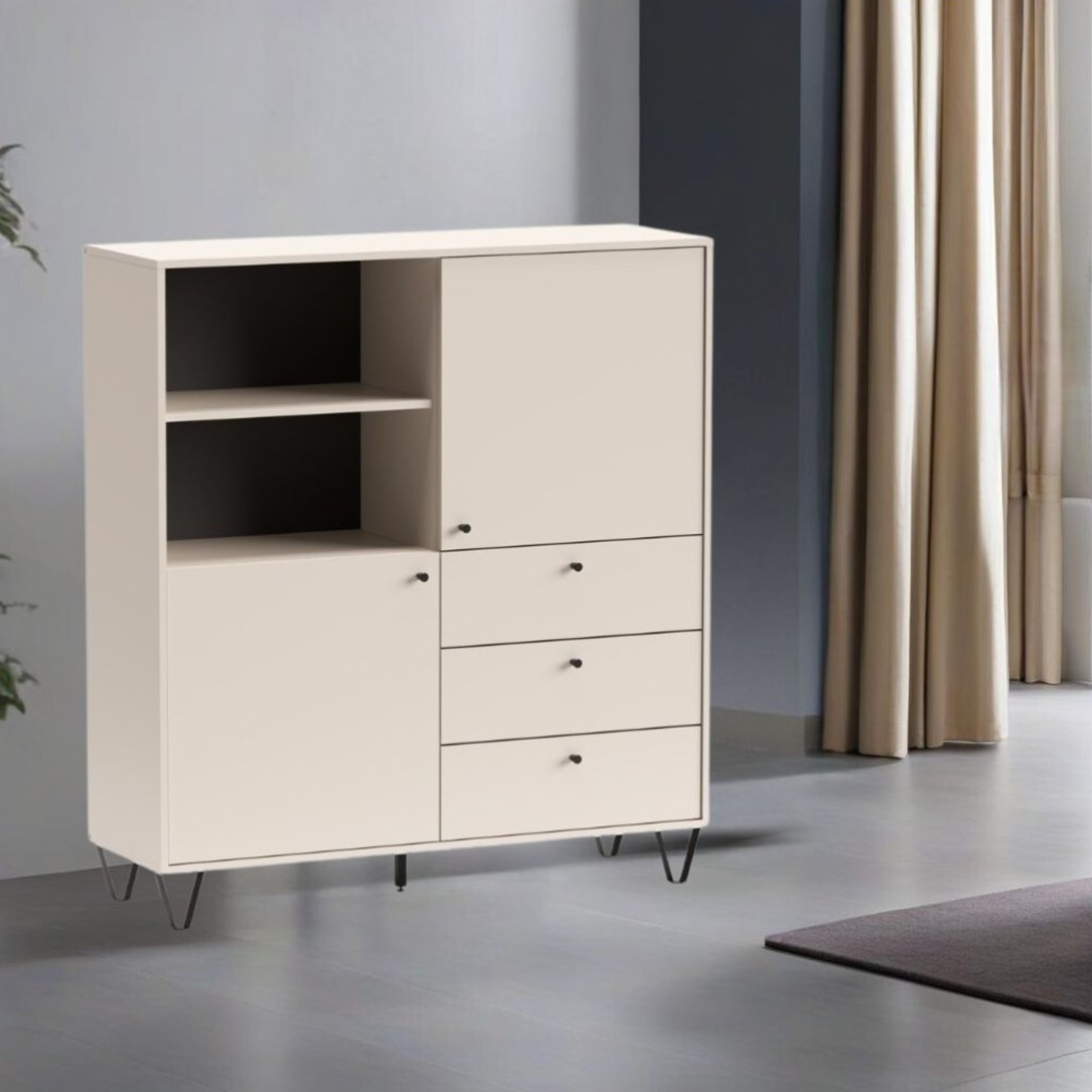 Mobile credenza "Aldo" in legno con piedini rialzati cm 123x40