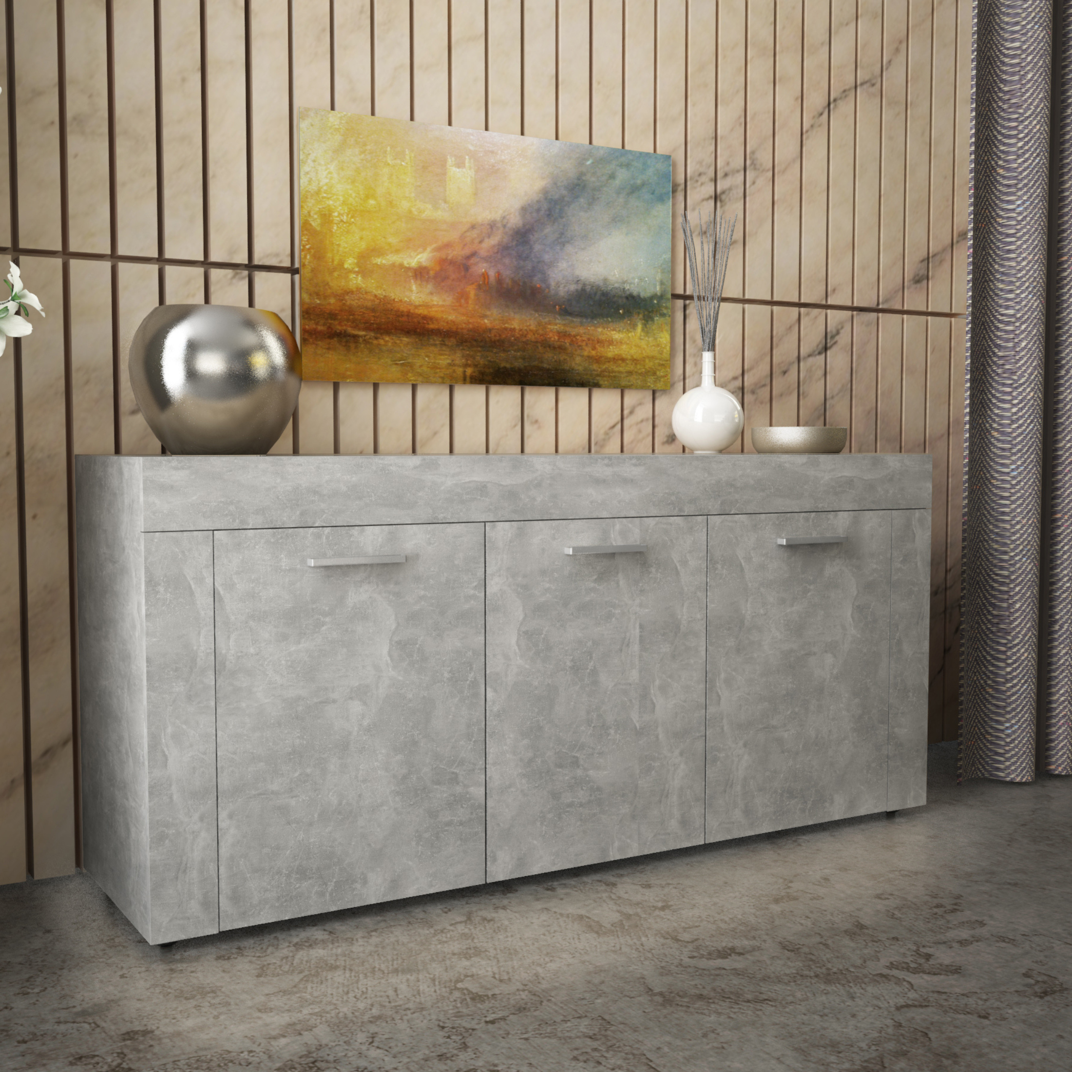 Madia credenza a buffet "K083" mobile in legno a 3 ante da soggiorno cm 150x41 82h