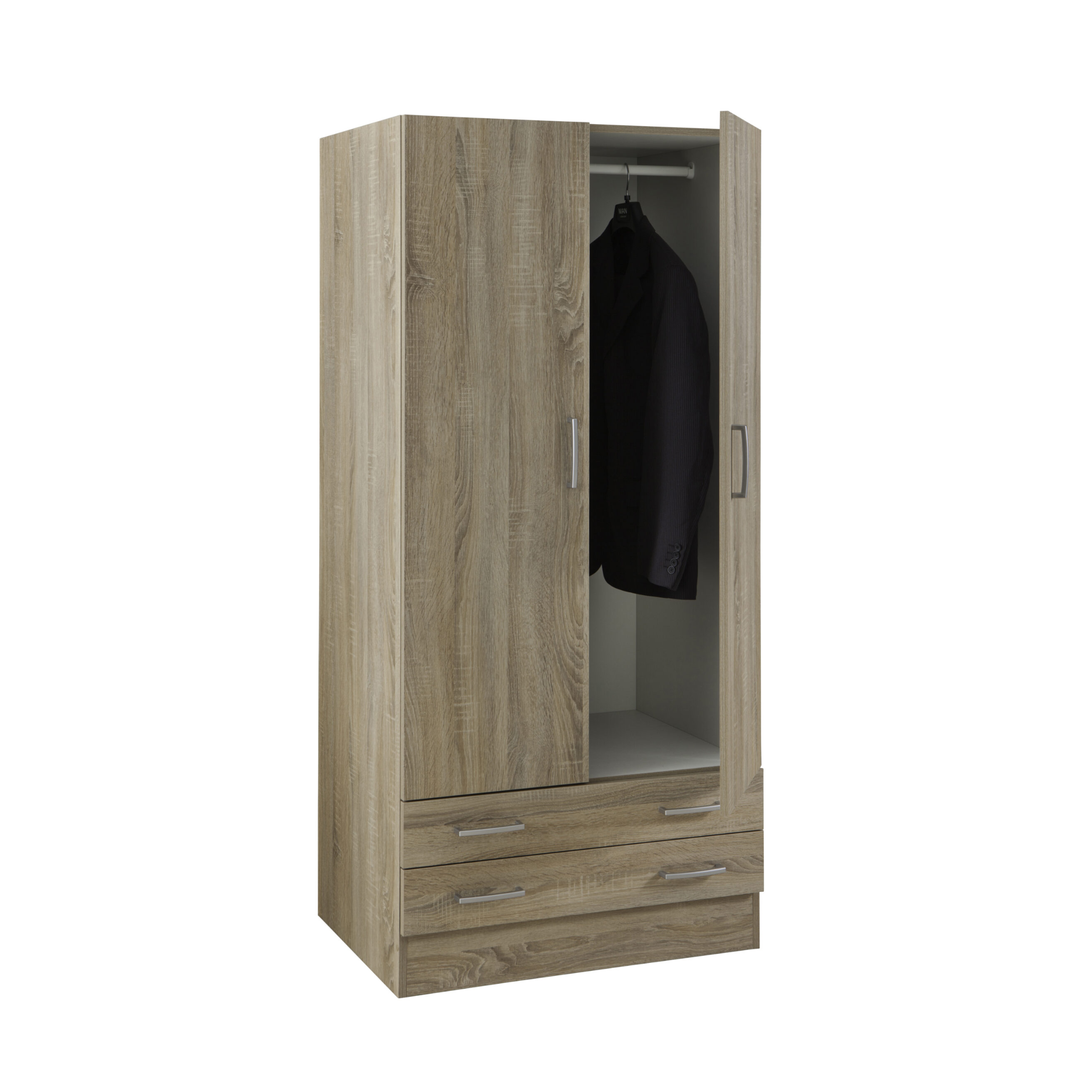 Armadio guardaroba moderno "B201" 2 ante e 2 cassetti in legno cm 82x46,5 184,5h