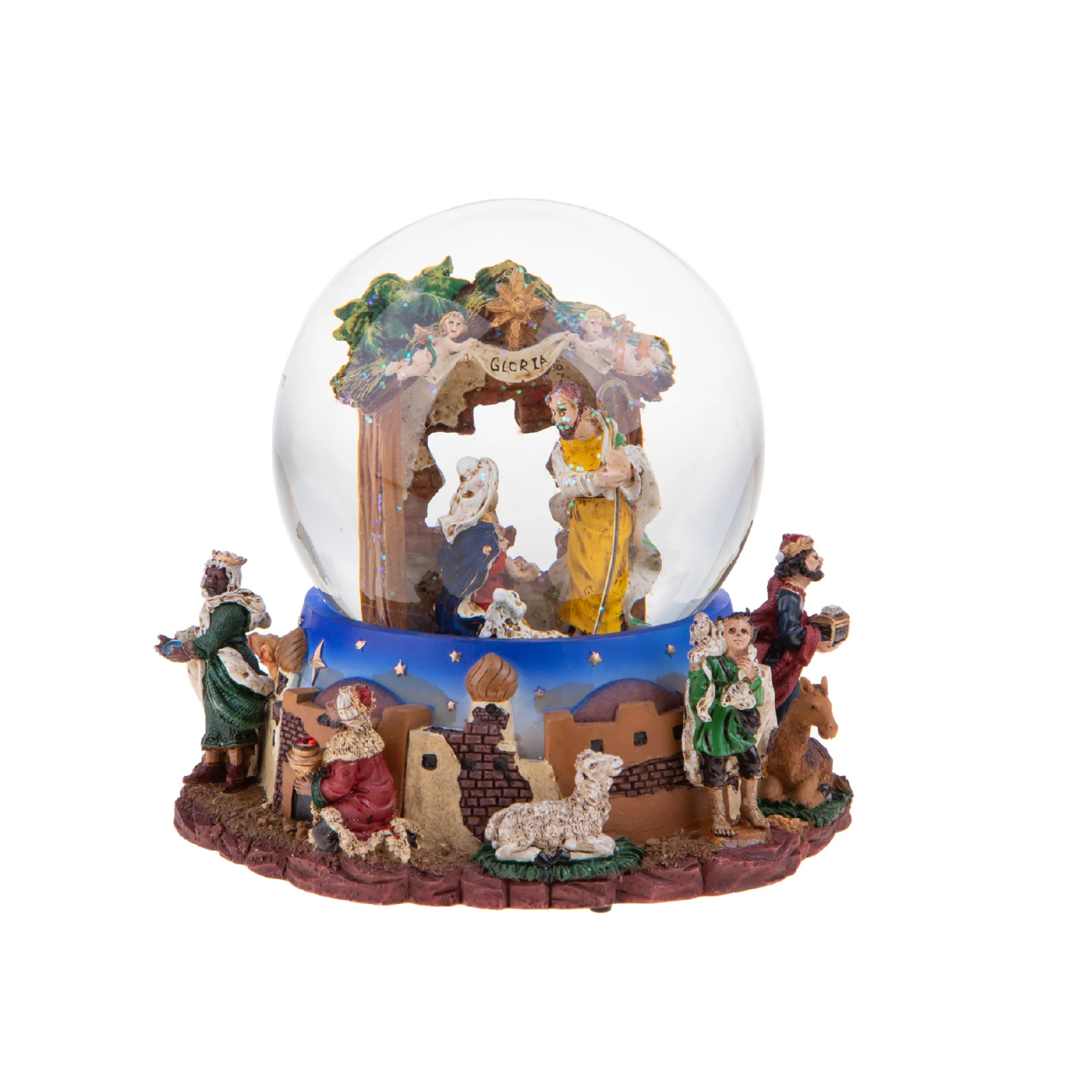 Sfera carillon con natività per decorazioni natalizie cm 12x16,5h