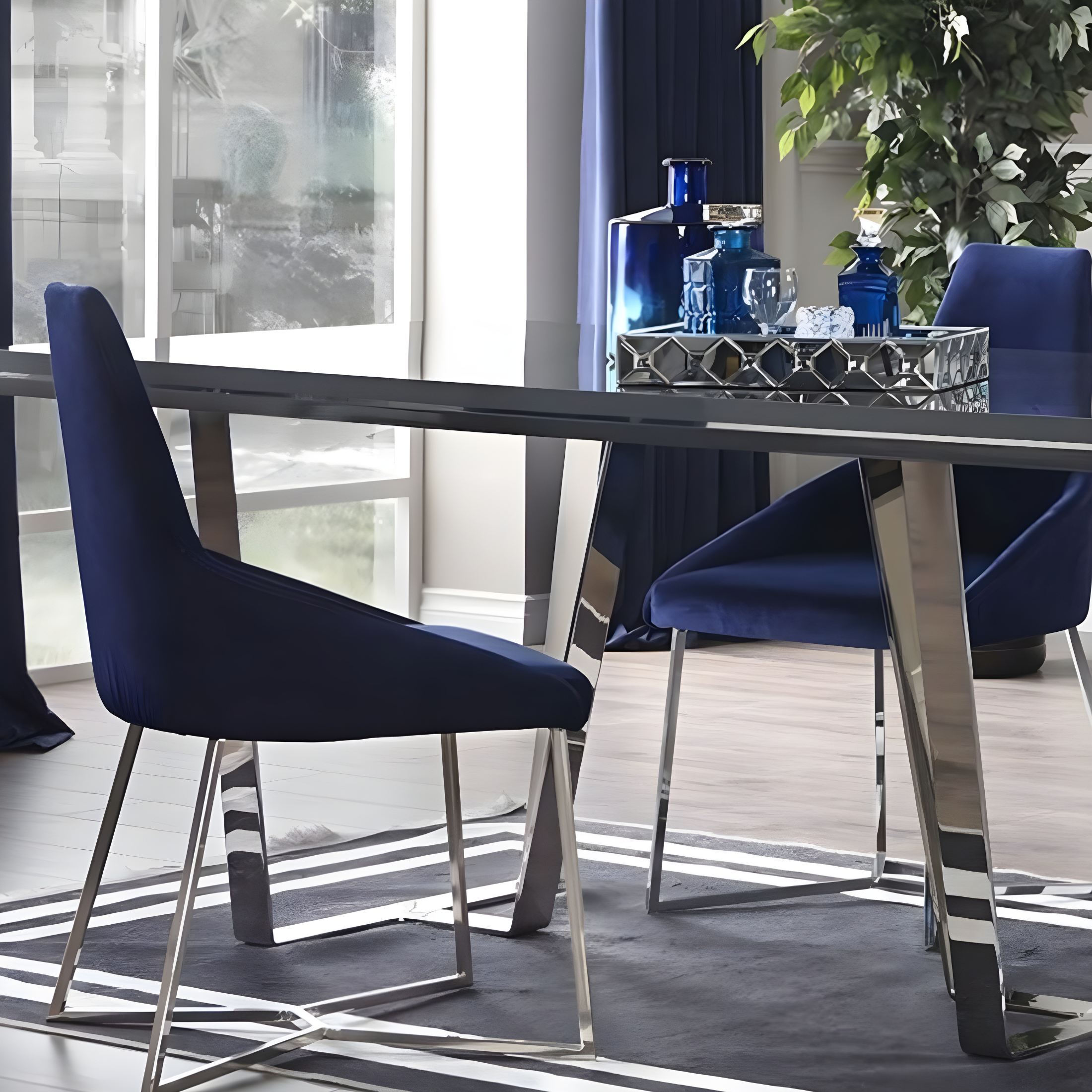 Set di sedie da pranzo "Enzio" imbottite in tessuto con struttura in metallo cm 52x48 90h