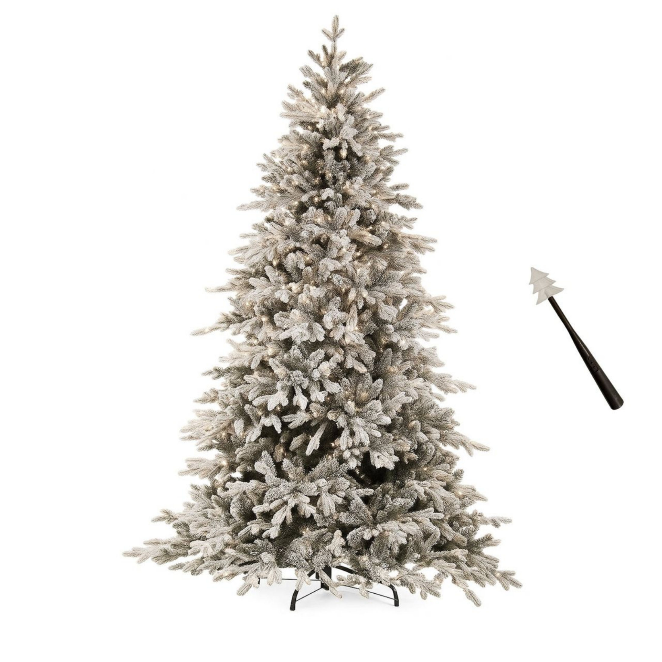 Albero di Natale innevato "Cristalgem" con Led e bacchetta magica in PE Effetto Real Touch + PVC + Flock