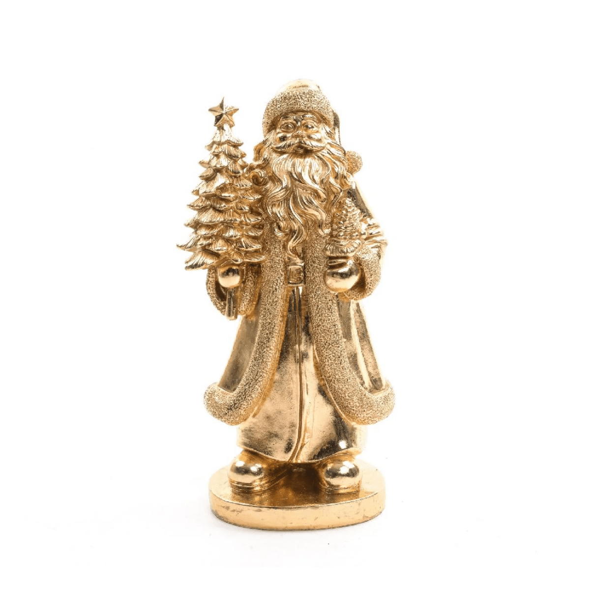 Supporto Babbo Natale in resina color oro decorazione natalizia cm 33h - MondoViro