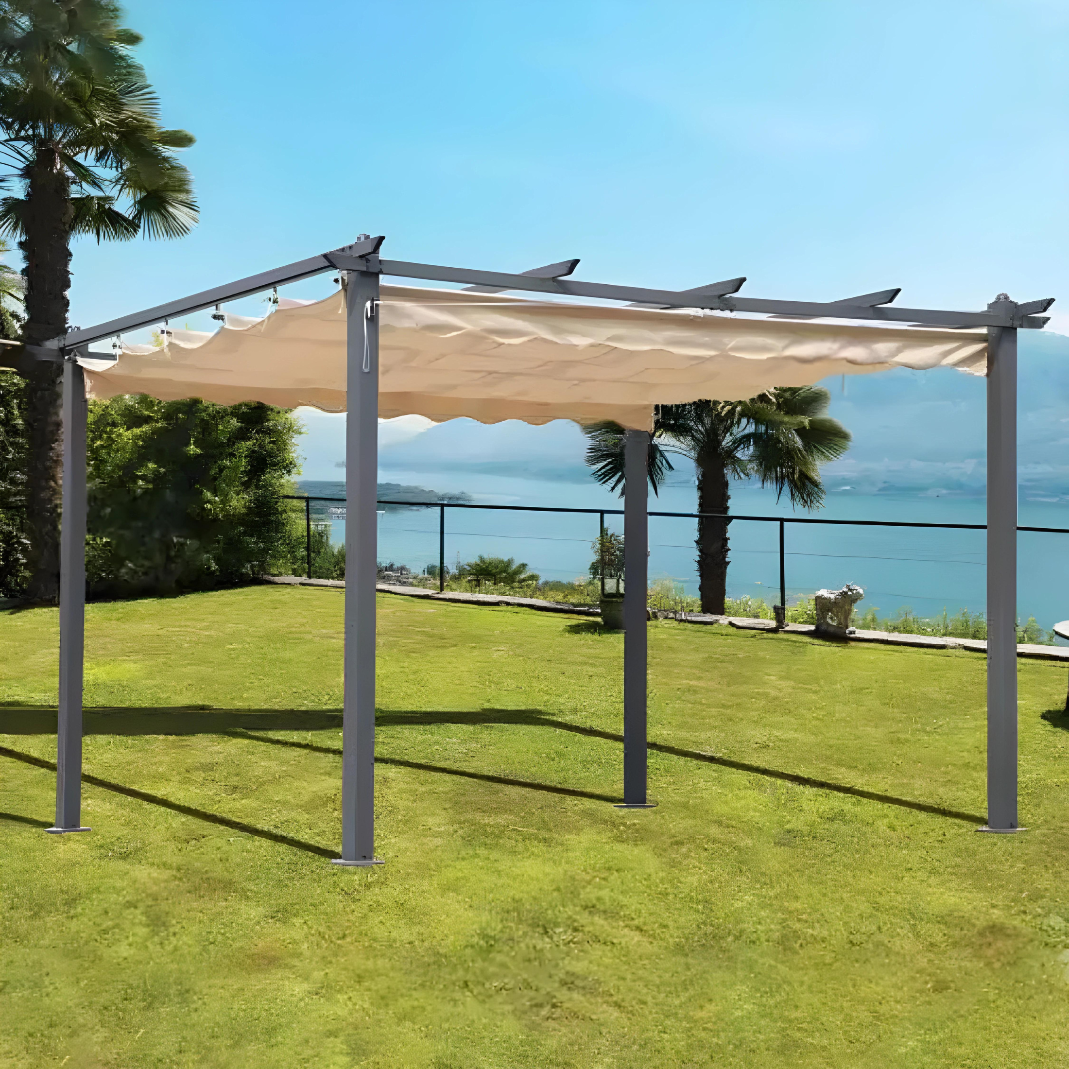Gazebo in alluminio scorrevole "Sun" con telo di copertura cm 400x300 230h