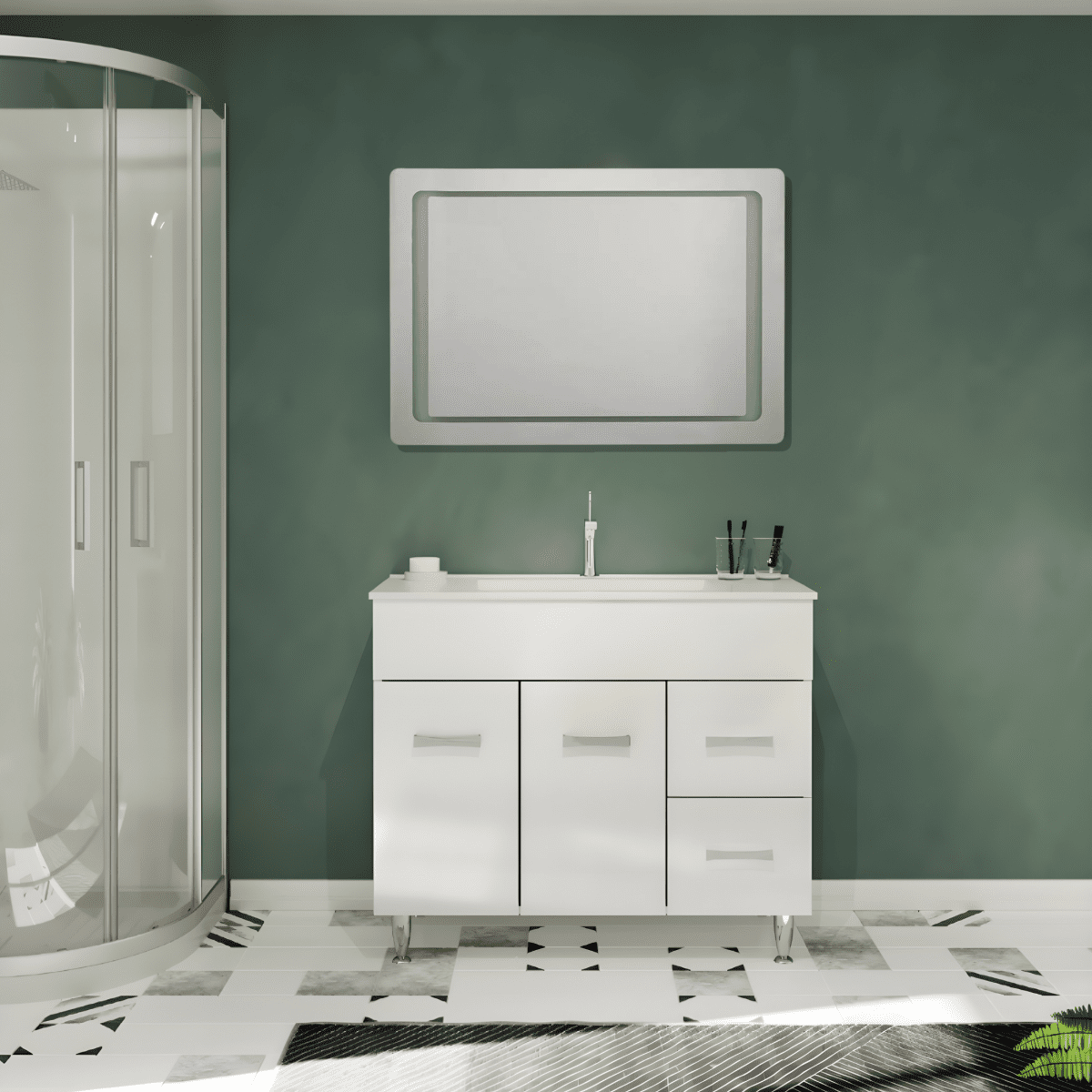 Specchio con cornice a led "Portland" rettangolare reversibile - MondoViro