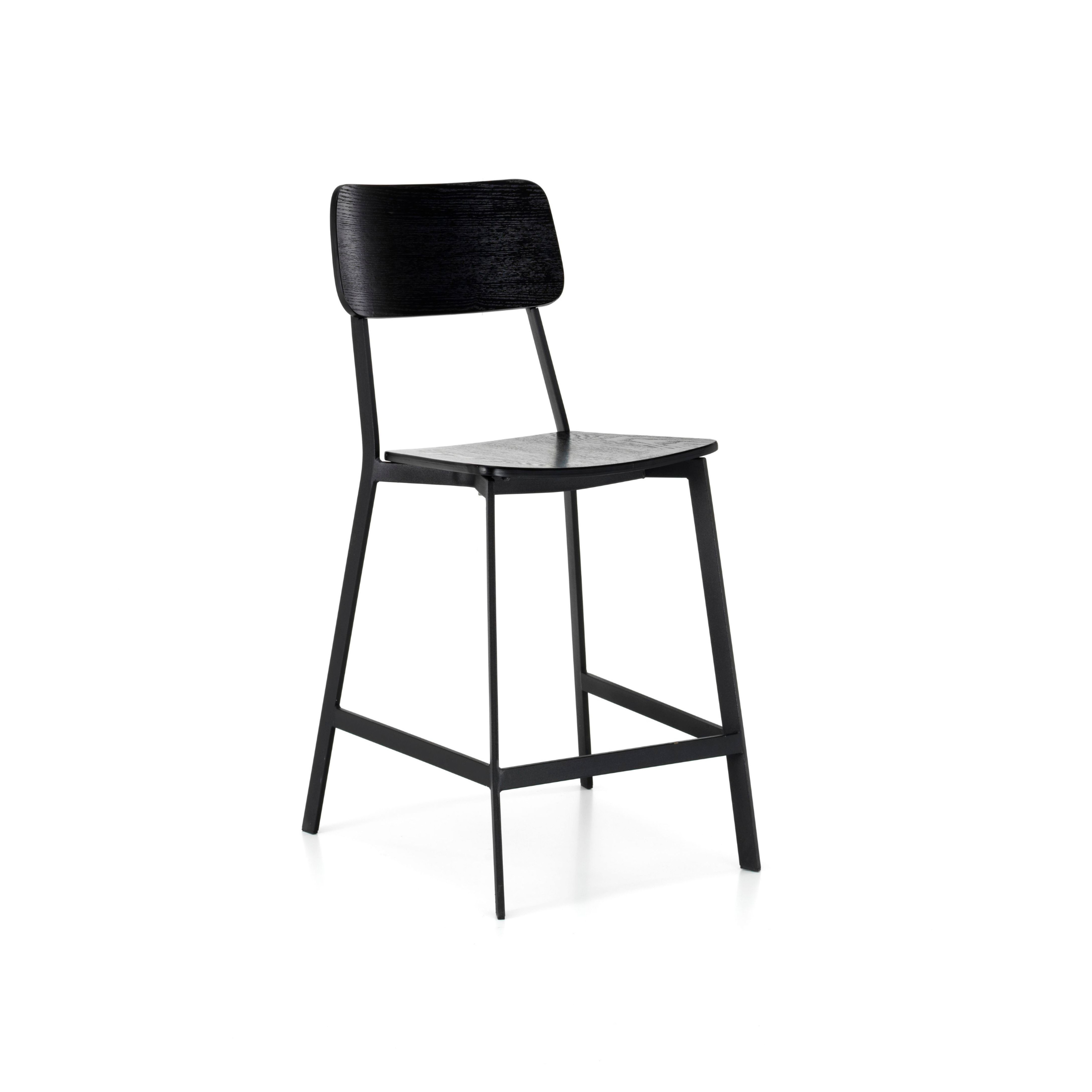 Set di sgabelli alti in legno con poggiapiedi e gambe in metallo "Teo" cm 51,5x51 97h