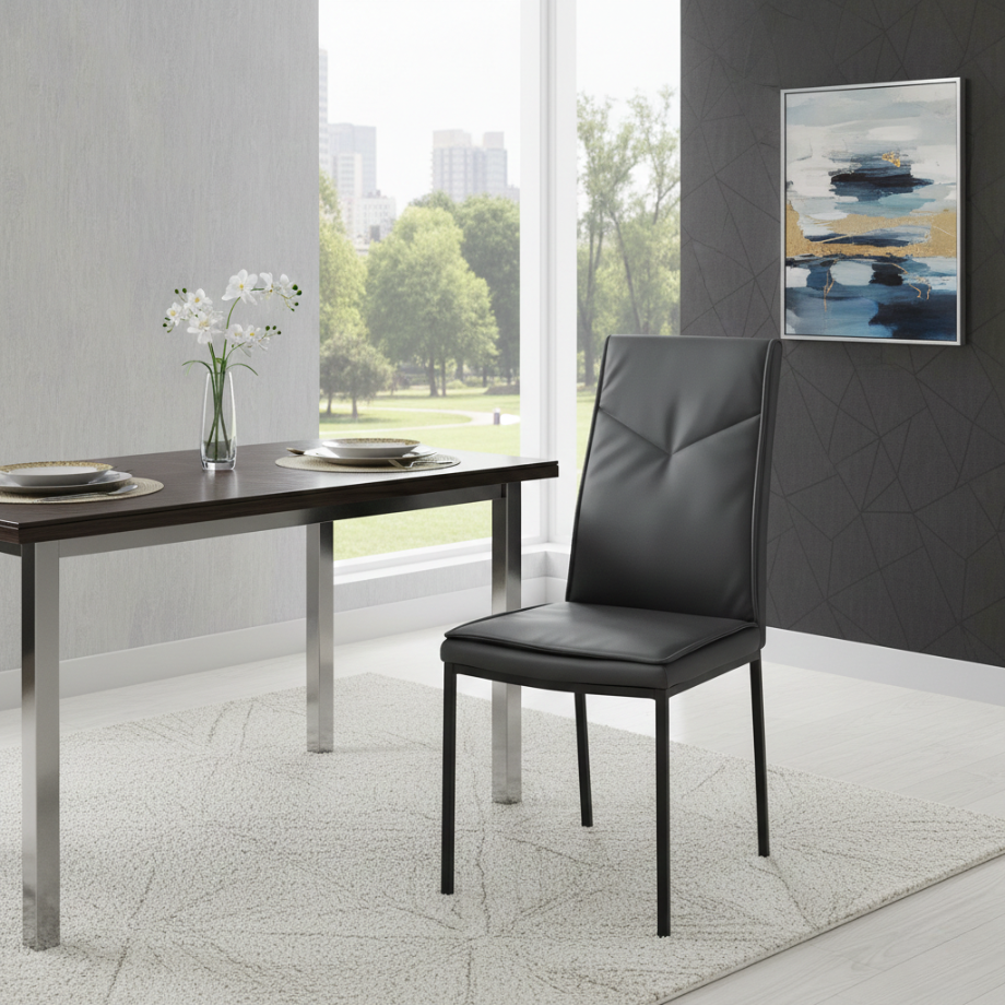 Set di sedie da pranzo "Giselle" in ecopelle con base in metallo cm 42x60 100h