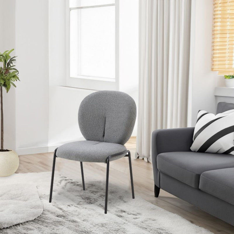 Set di sedie da pranzo "Sirio" imbottite in tessuto Teddy con gambe in metallo nere cm 53x39 94h