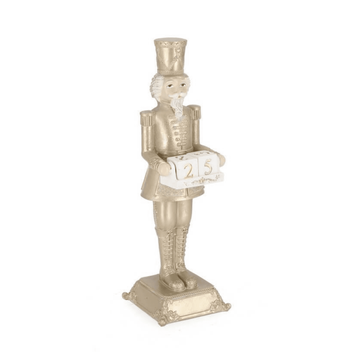 Soldatino decorativo “Edwyn” in poliresina, decorazione natalizia classica e raffinata colore Champagne cm 13,5x13,5x31,5h - MondoViro