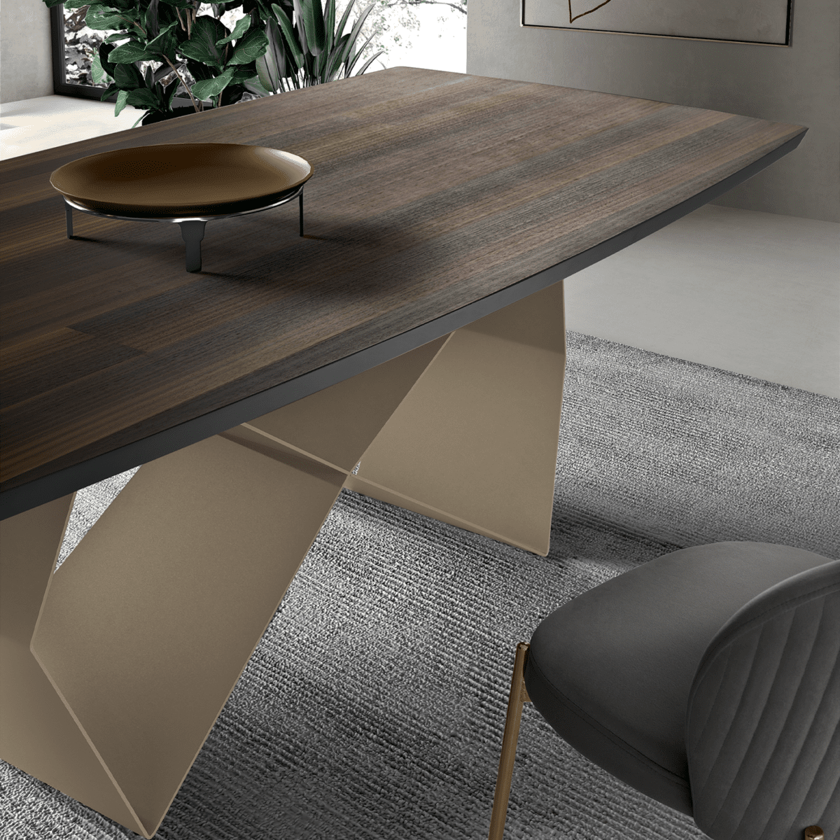 Tavolo fisso da pranzo "Reina" con base in metallo e piano in rovere cm 200x100 75h - MondoViro