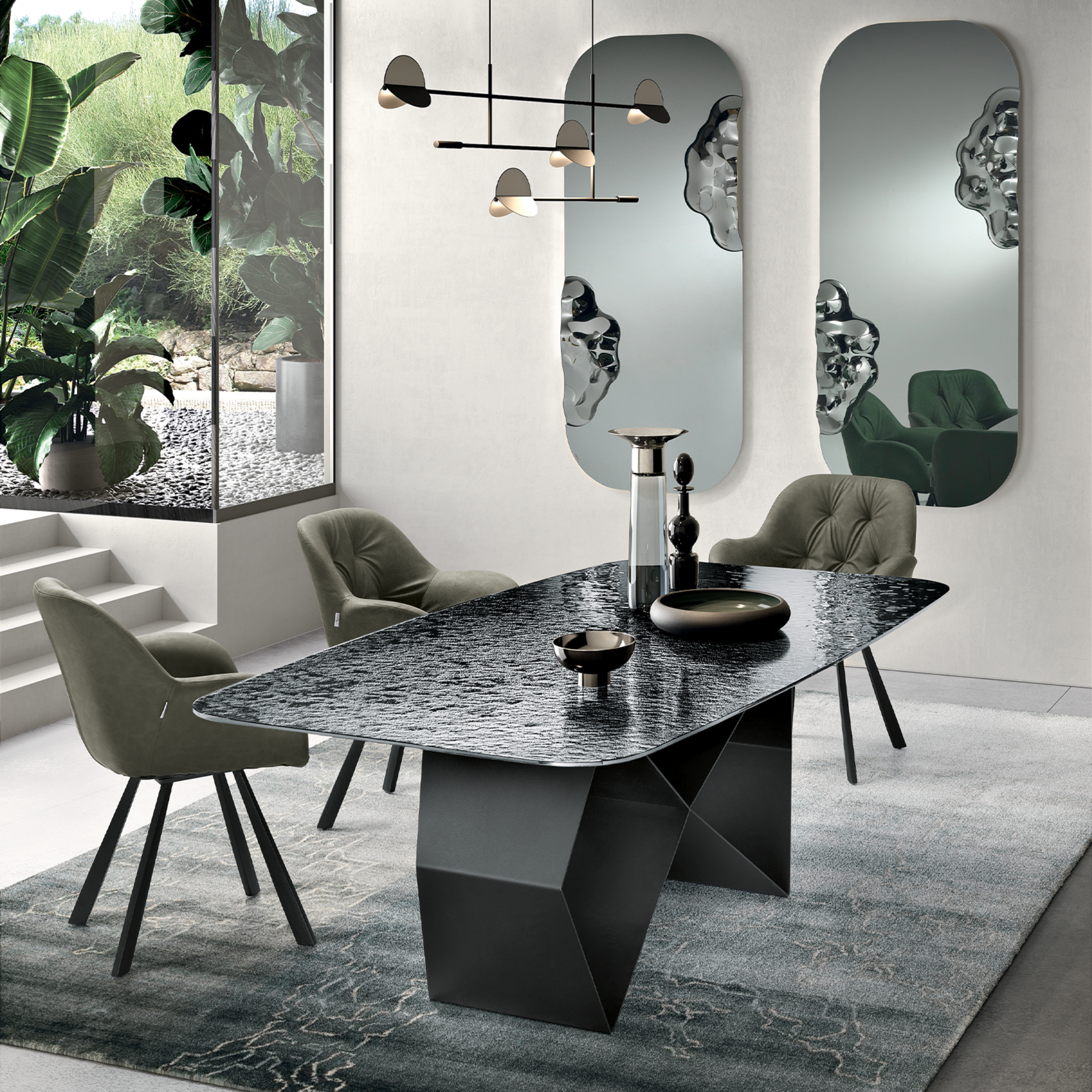 Tavolo fisso moderno "Karlito" con base in metallo verniciato cm 210x110 75h