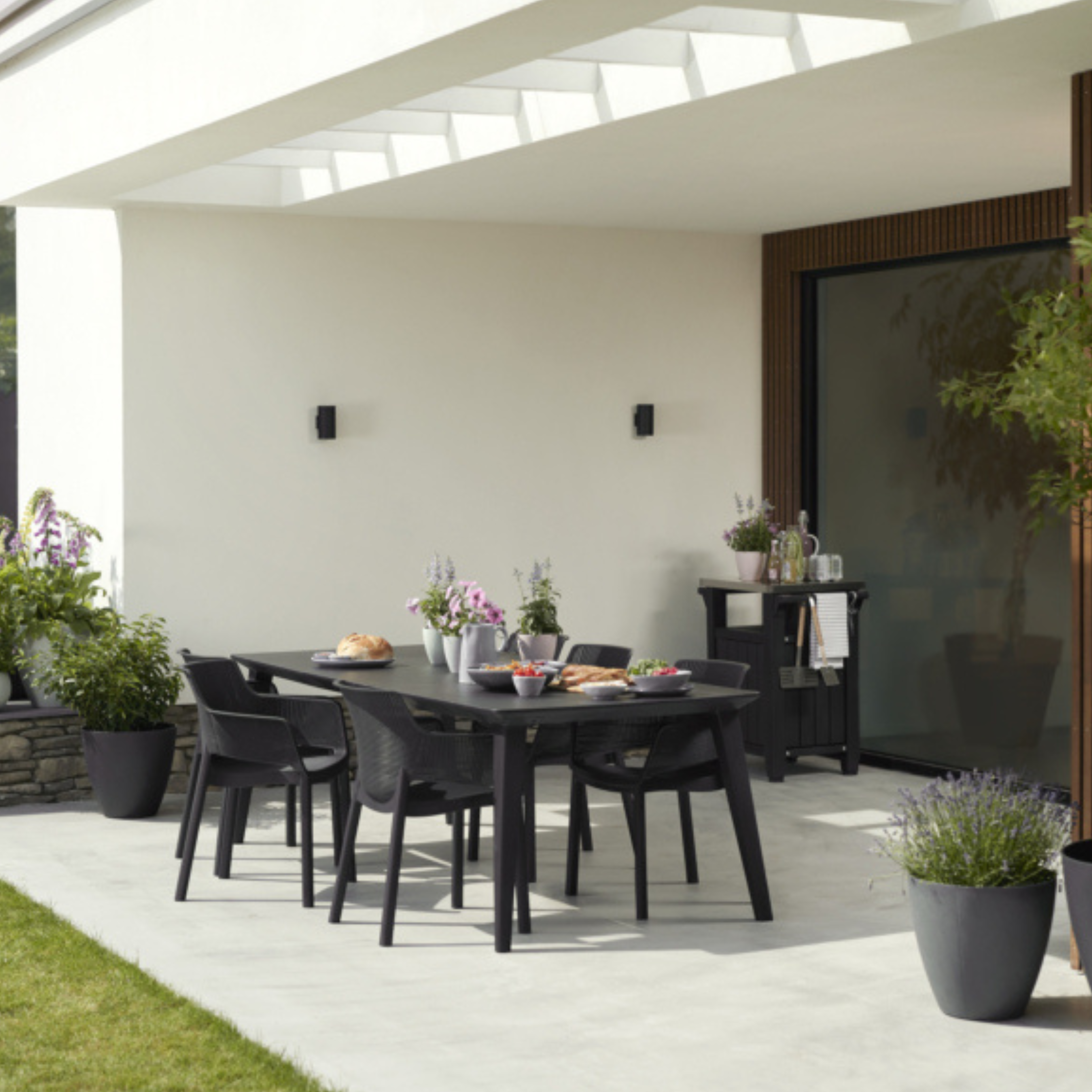 Set di 6 sedie moderne da esterno "Vancouver" in resina cm 57,7x62,5 79h