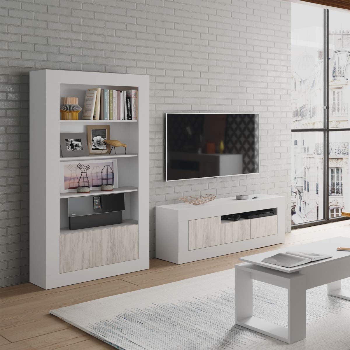 Mobile porta tv Baltik in truciolare rovere a 2 ante con 1 ripiano cm 139x42 53h