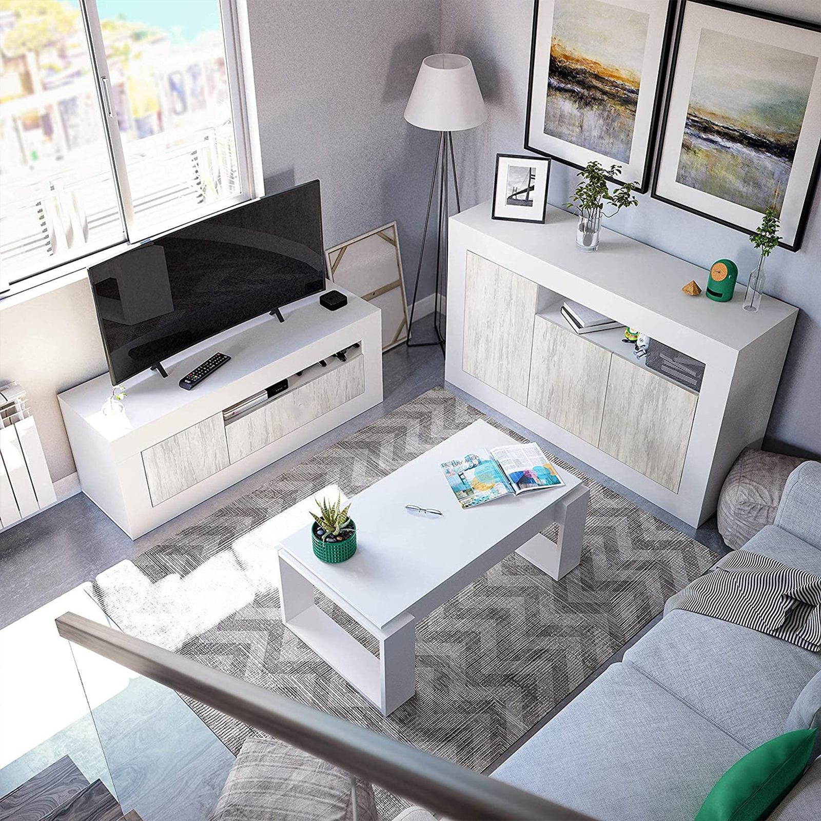 Mobile porta tv Baltik in truciolare rovere a 2 ante con 1 ripiano cm 139x42 53h