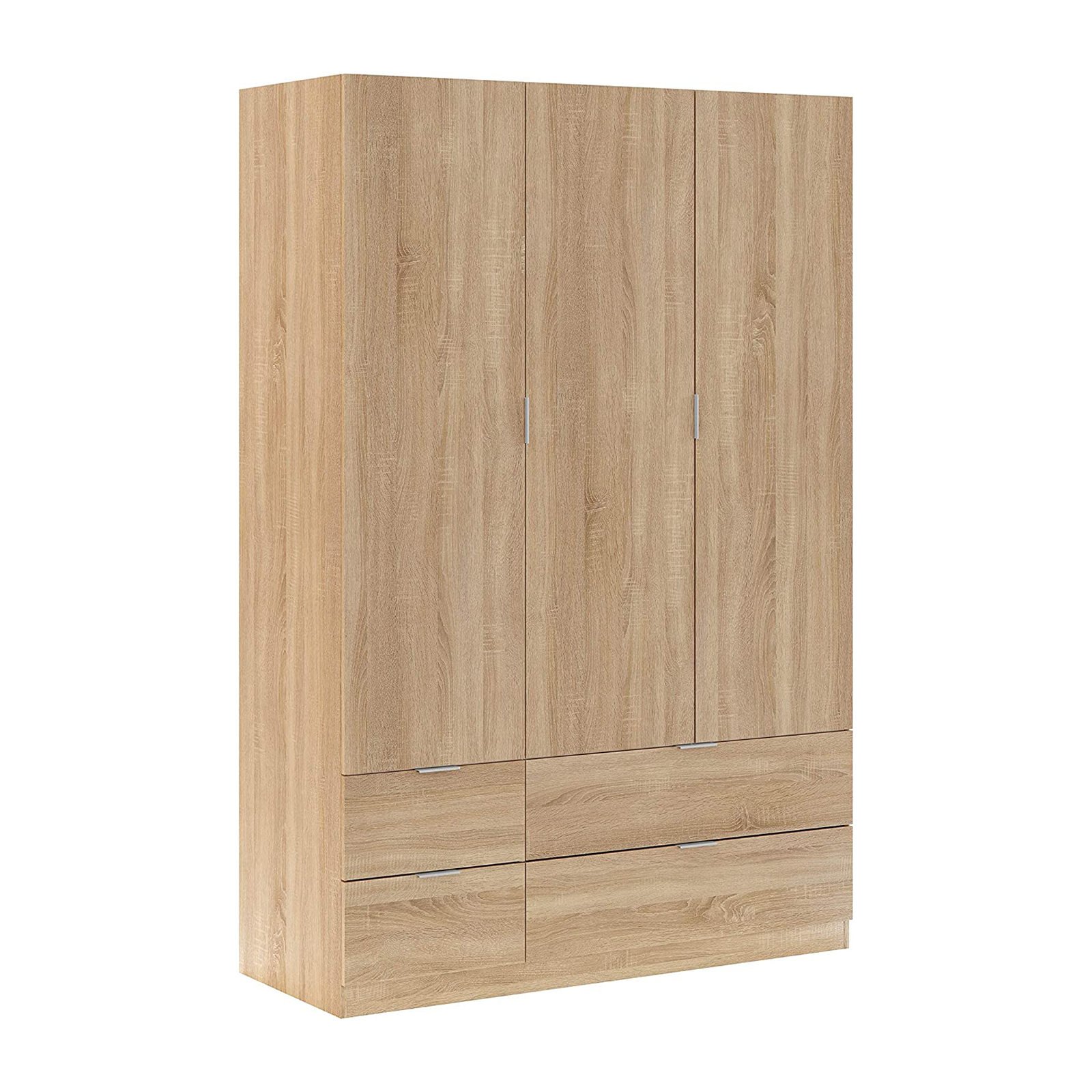 Armadio in legno LC-200 a 3 ante rovere con cassetti e barra appendiabiti cm 135x52 200h