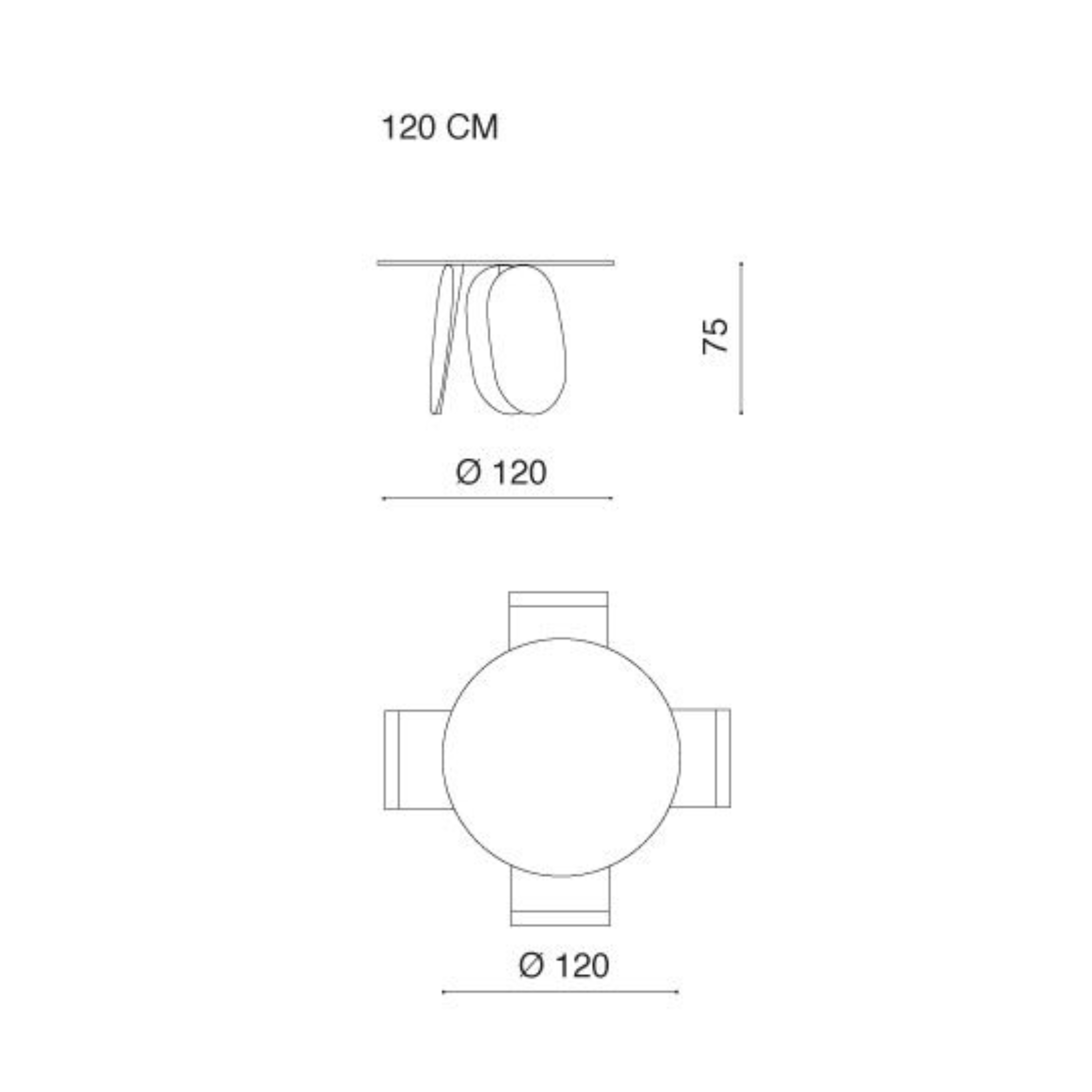 Tavolo moderno tondo fisso da pranzo "Monroe" con piano in vetro martellato