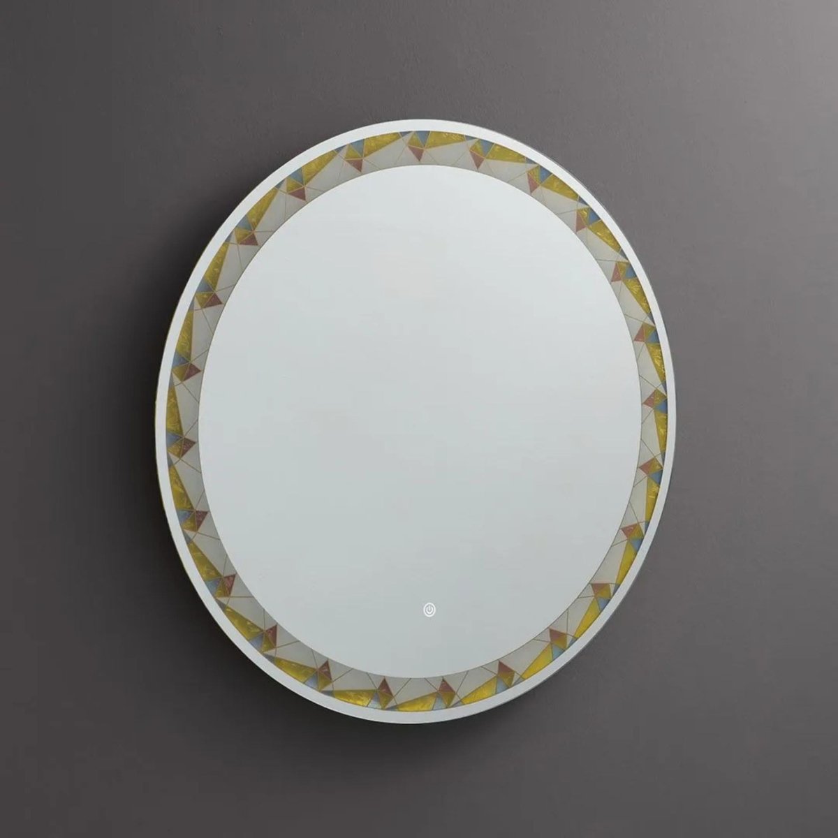 Specchio a led da parete "Mosaic" touch con inserti satinati e colorati - MondoViro