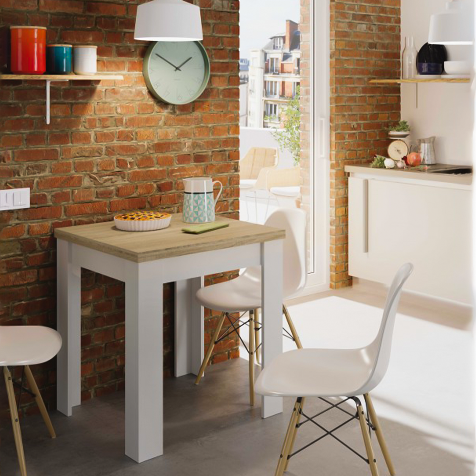 Tavolo da pranzo quadrato Kendra estensibile a libro in truciolato cm 67x67 79h