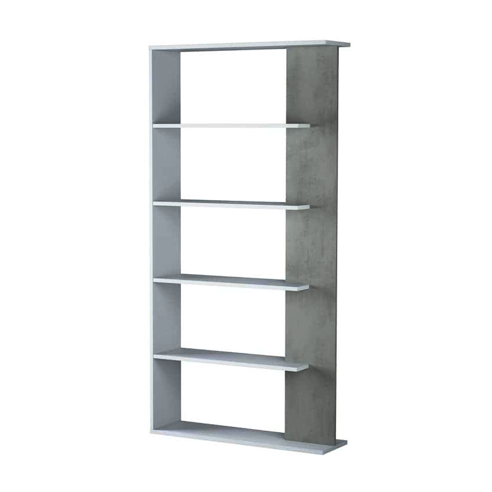 Libreria alta a giorno Alida con 5 ripiani in truciolato cm 90x25 180h