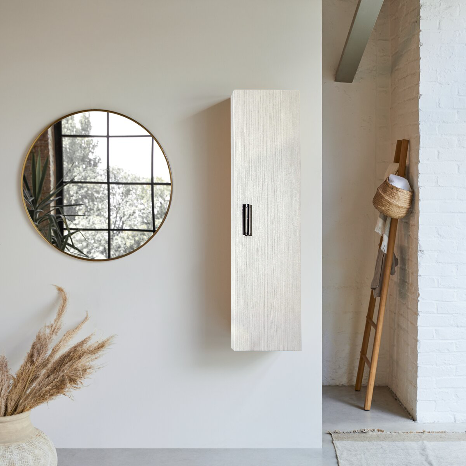 Colonna pensile da bagno "Iris" mobile a 1 anta in legno rovere cm 30x19 120h