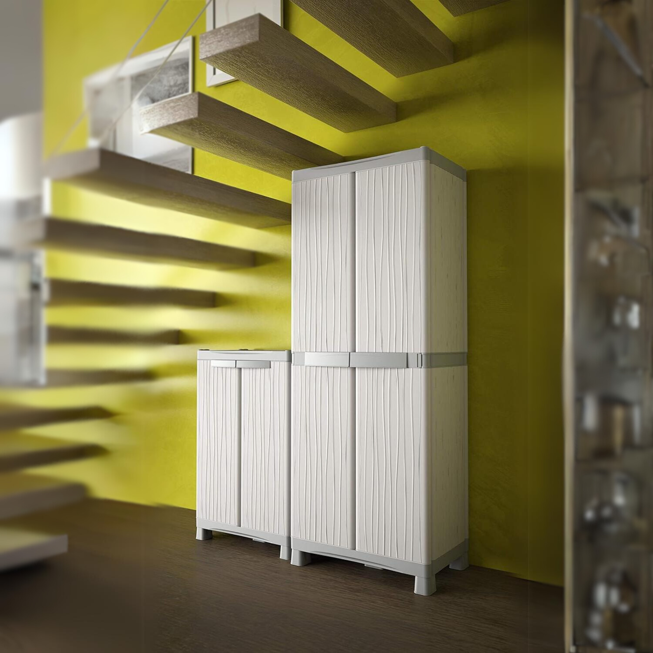 Armadio porta oggetti in plastica "Wolk" 2 ante portascope cm 74x44 181h