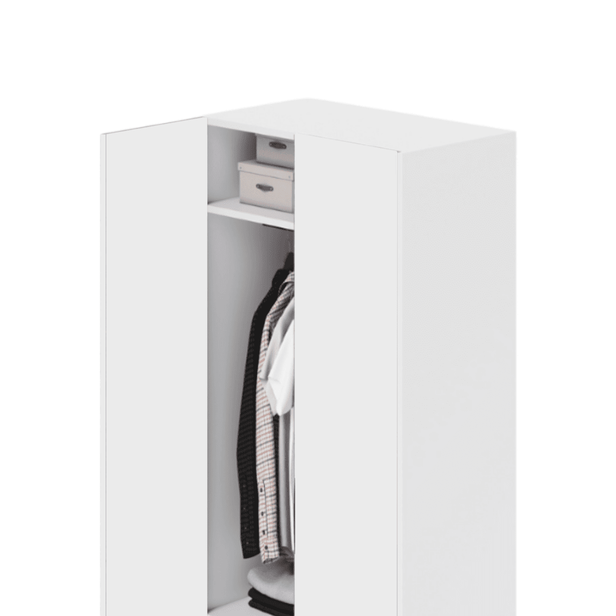 Armadio in legno bianco "Modern2" con 2 ante e 2 cassetti appendiabiti cm 91x52 210h - MondoViro