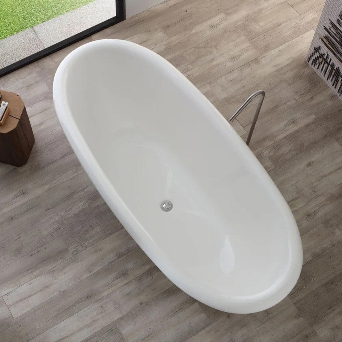 Vasca da bagno ovale freestanding "Rossana" in marmo ricomposto cm 181x80 63,3h - MondoViro