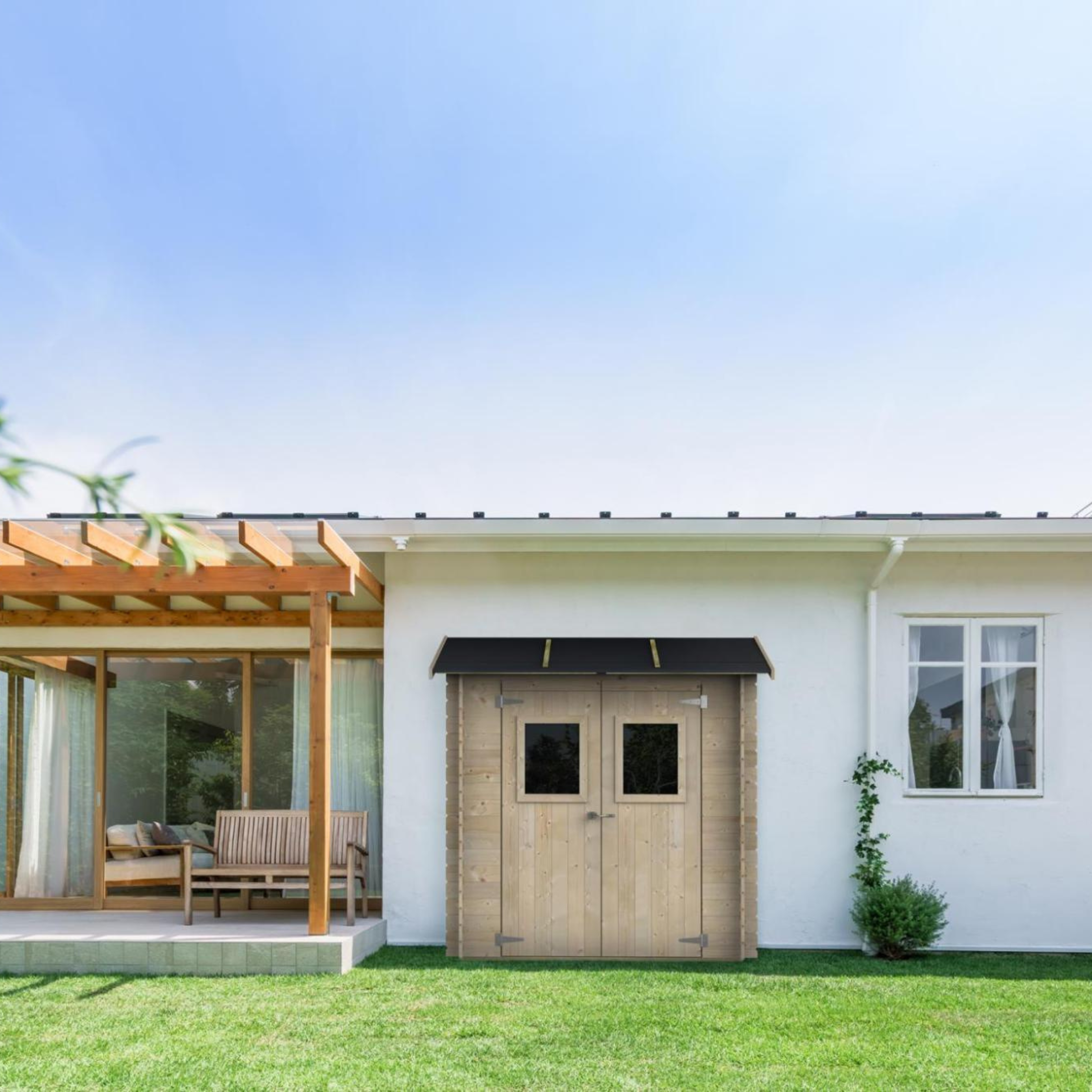 Casetta in legno da giardino "Hobby" monofalda cm 198x98 197h porta doppia finestrata