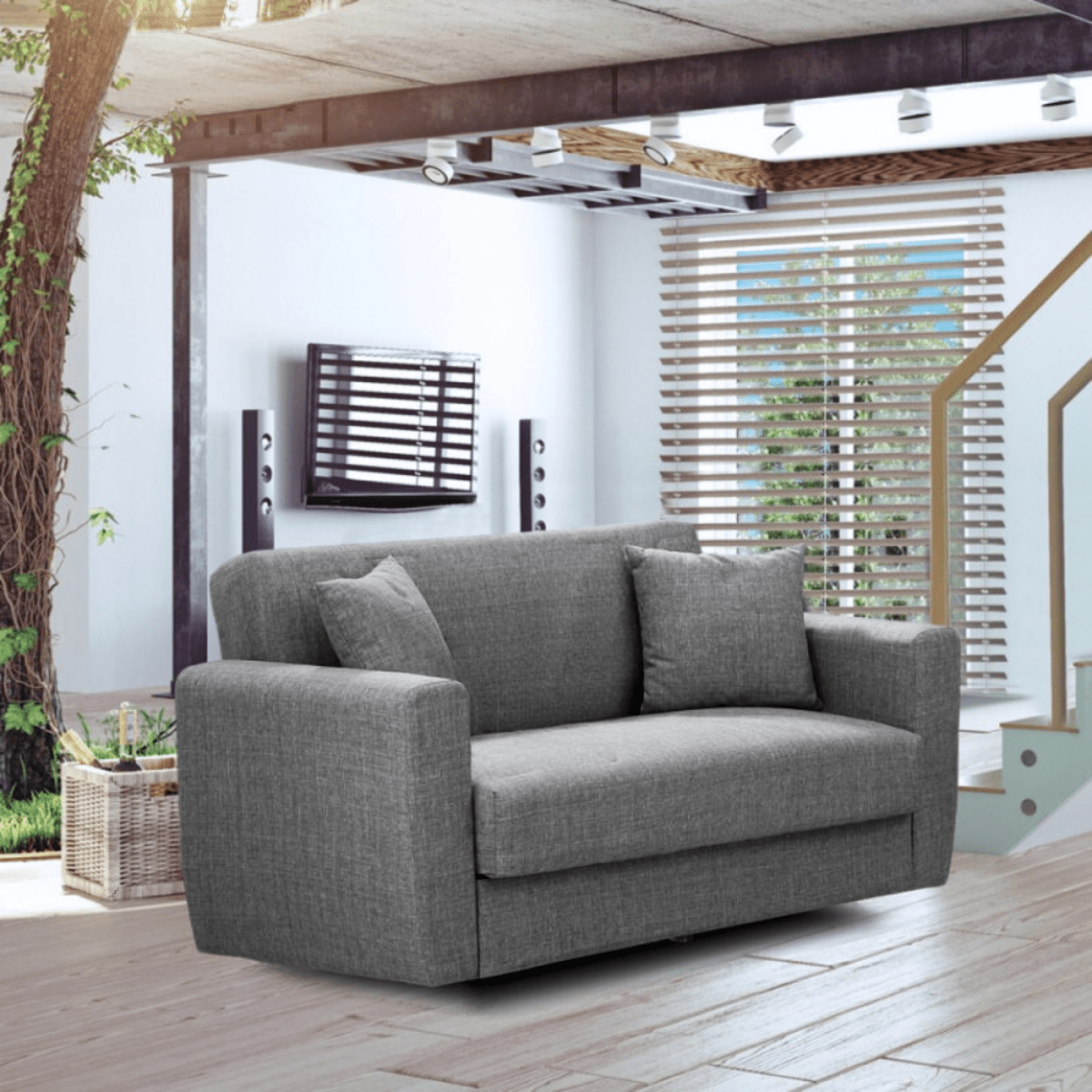 Divano 2 posti moderno "Futura" in tessuto con piedi cromati cm 159x84 82h - MondoViro