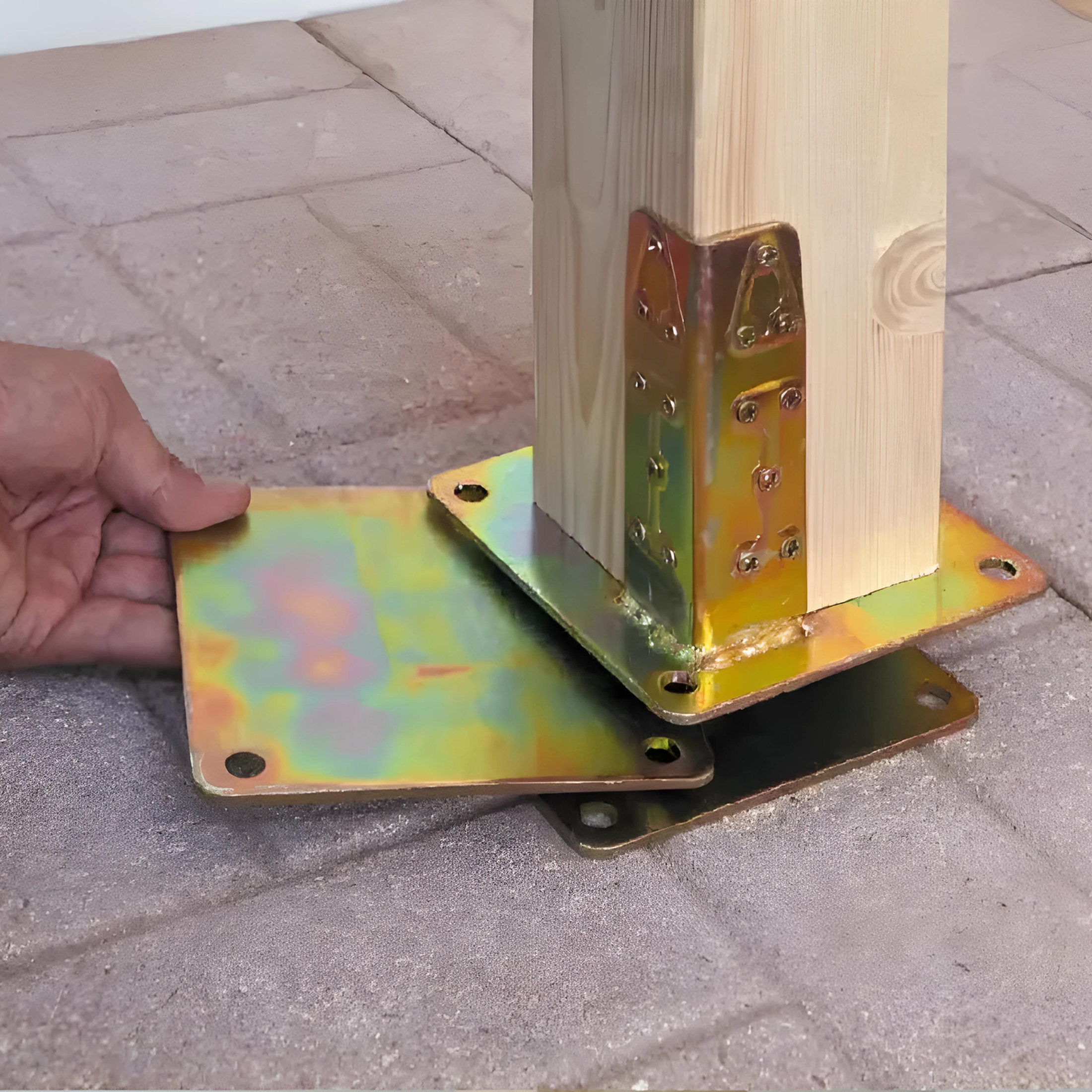 Kit da 2 bicchieri per supporto pali quadrati con piastra in acciaio zincato