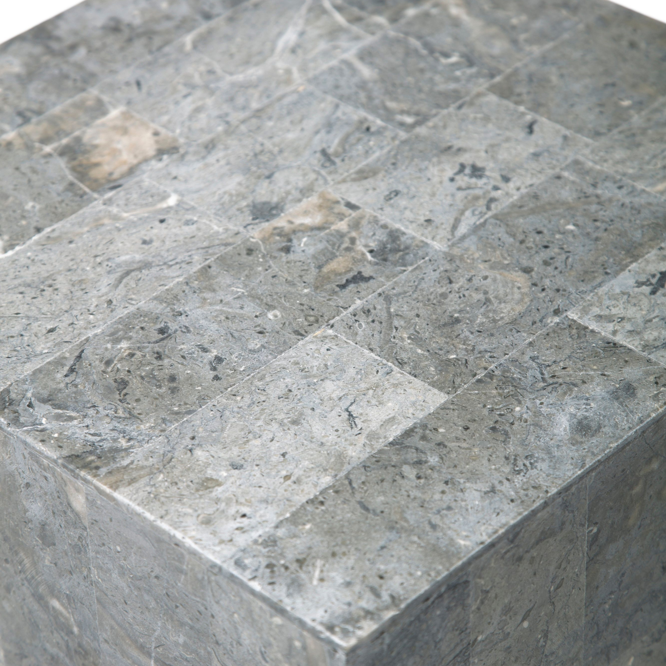 Colonna tavolino alto in pietra fossile "Dove" moderno cm 35x35 80h