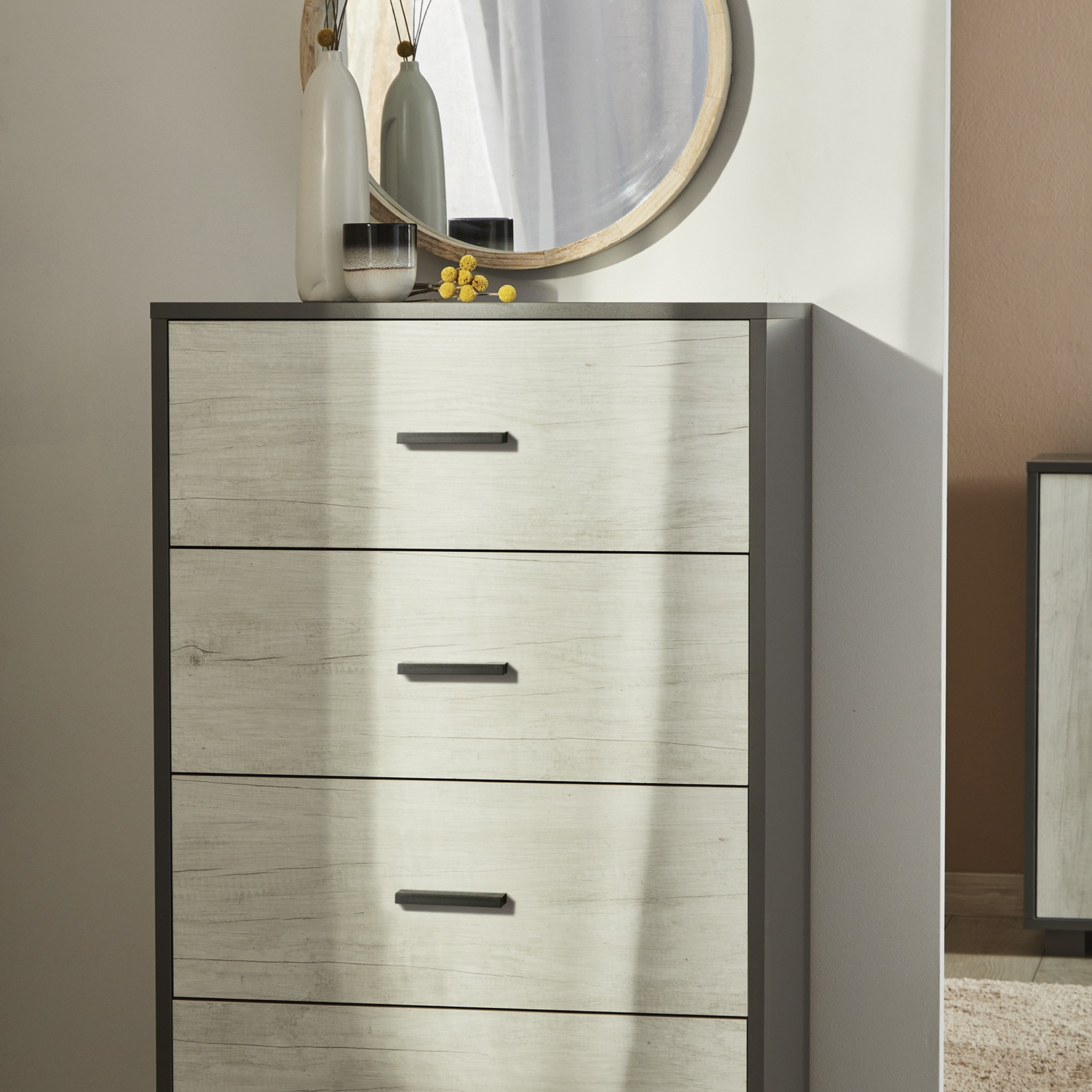 Cassettiera mobile in legno "Project" 4 cassetti multifunzione cm 71x41 110h