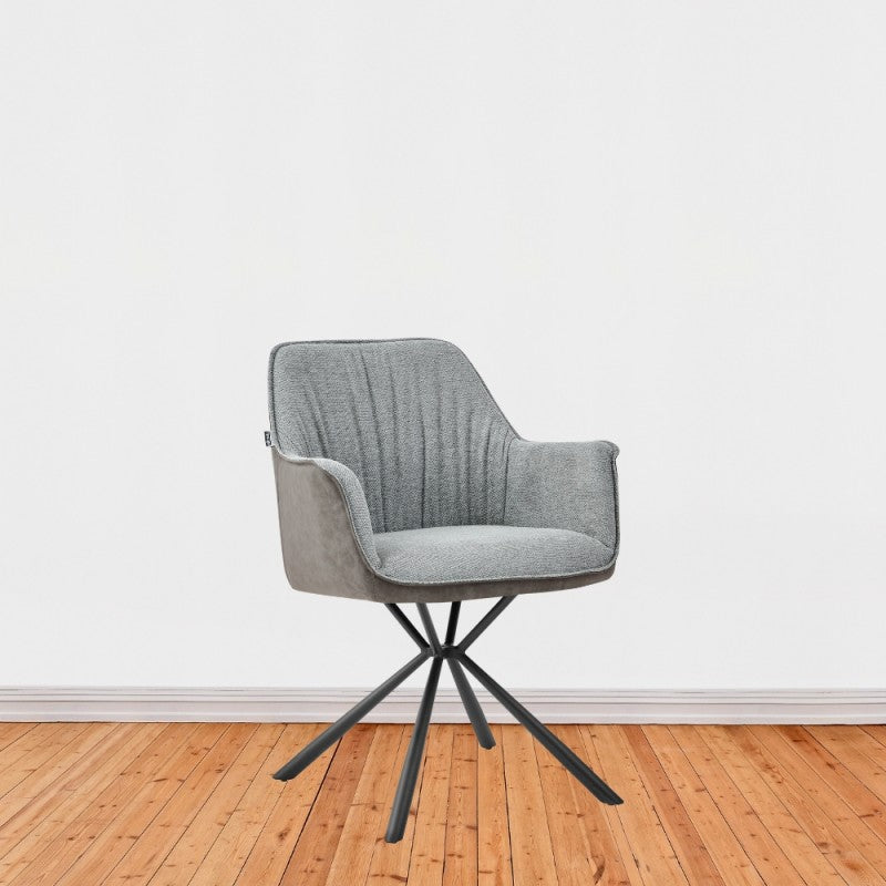 Set di sedie da pranzo "Comet" imbottite in tessuto ed ecopelle con gambe in metallo cm 60x62 83h