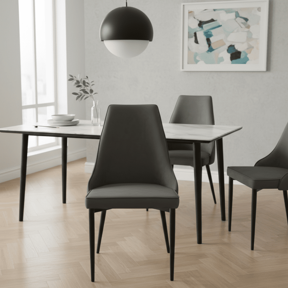 Set di sedie da pranzo eleganti in tessuto "Keri" base in metallo verniciato cm 50x60 88h - MondoViro