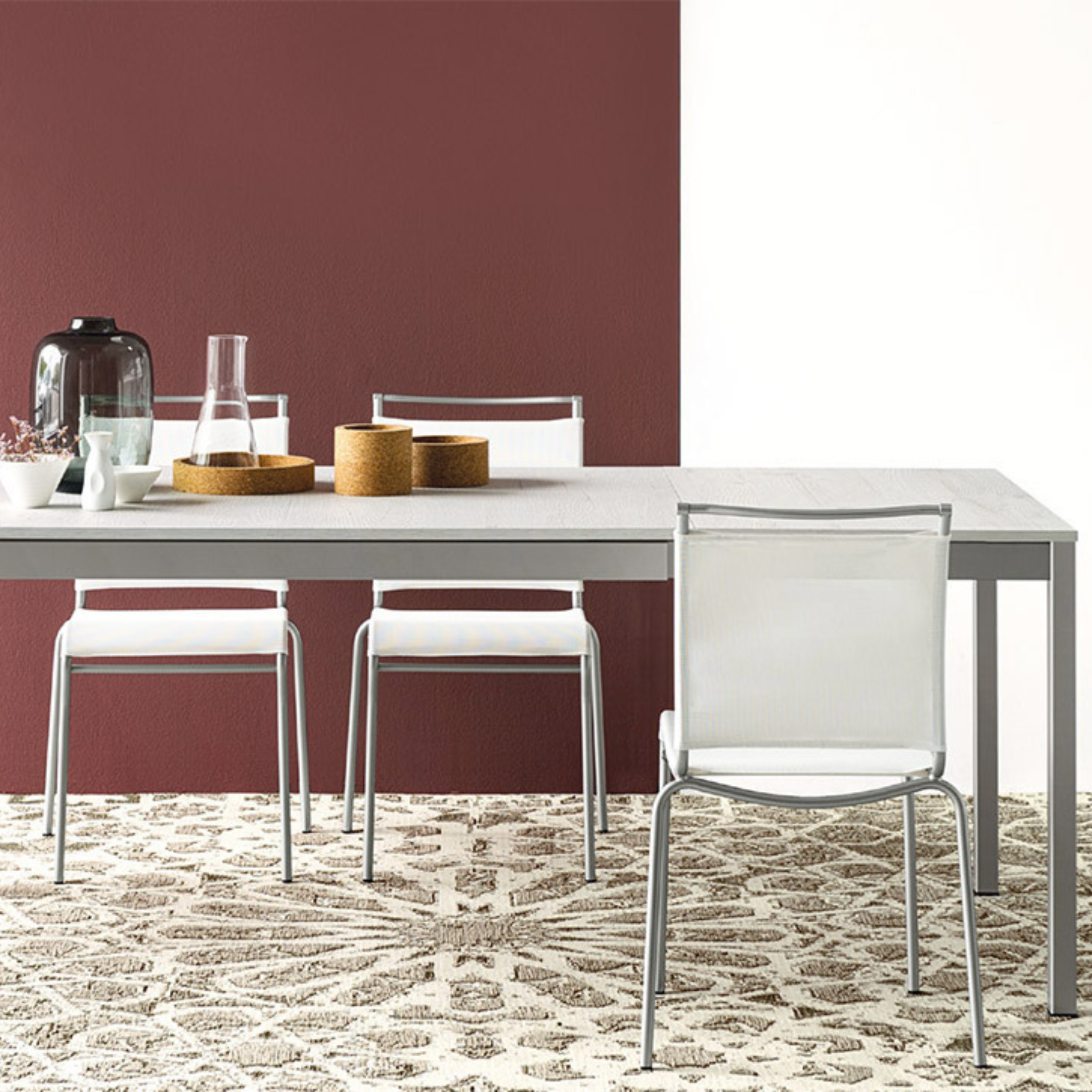 Set di sedie moderne da soggiorno "Air" in tessuto traspirante cm 53x55 84h