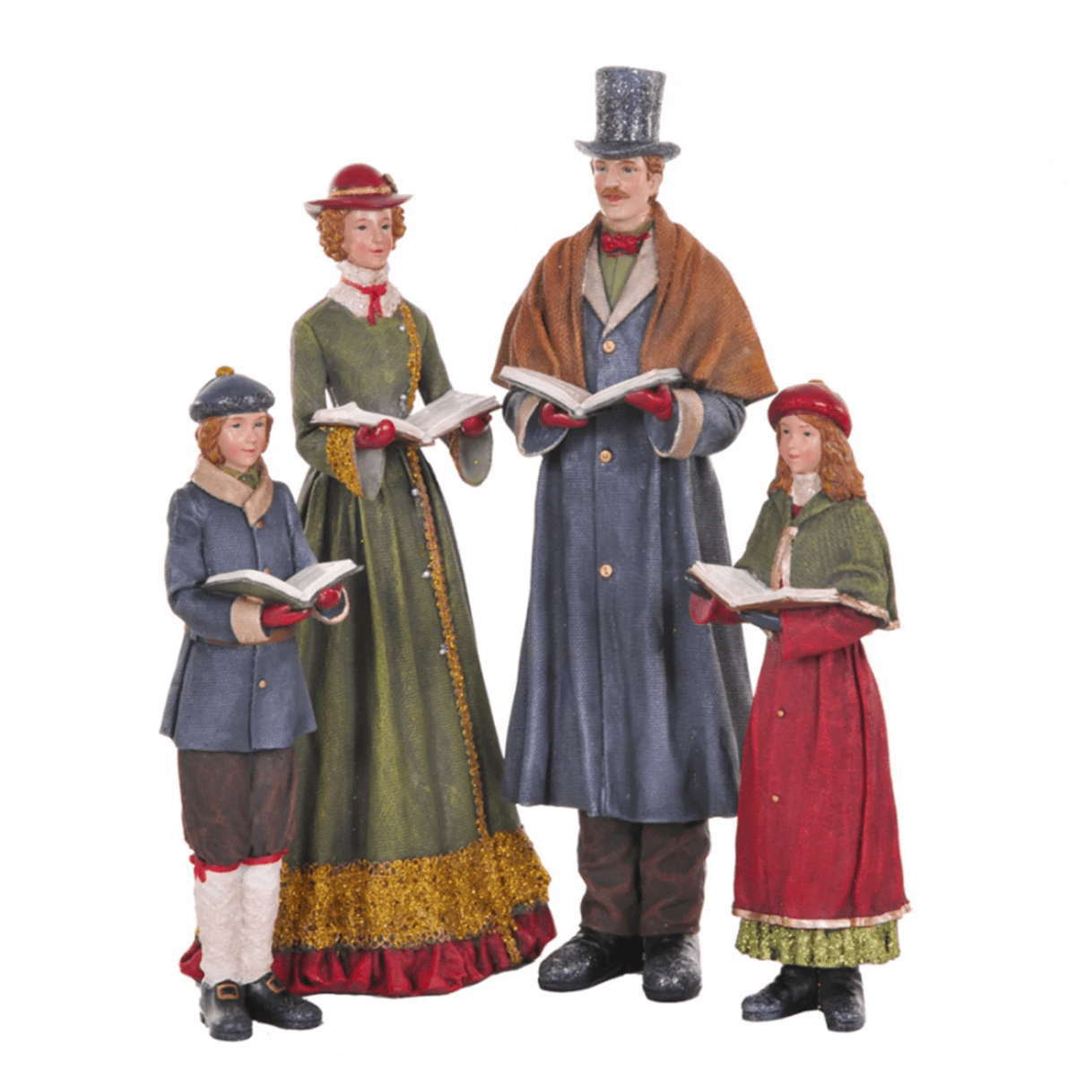 Statuetta famiglia “Cantori”, decorazione Natalizia elegante in Poli - resina cm 40h - MondoViro